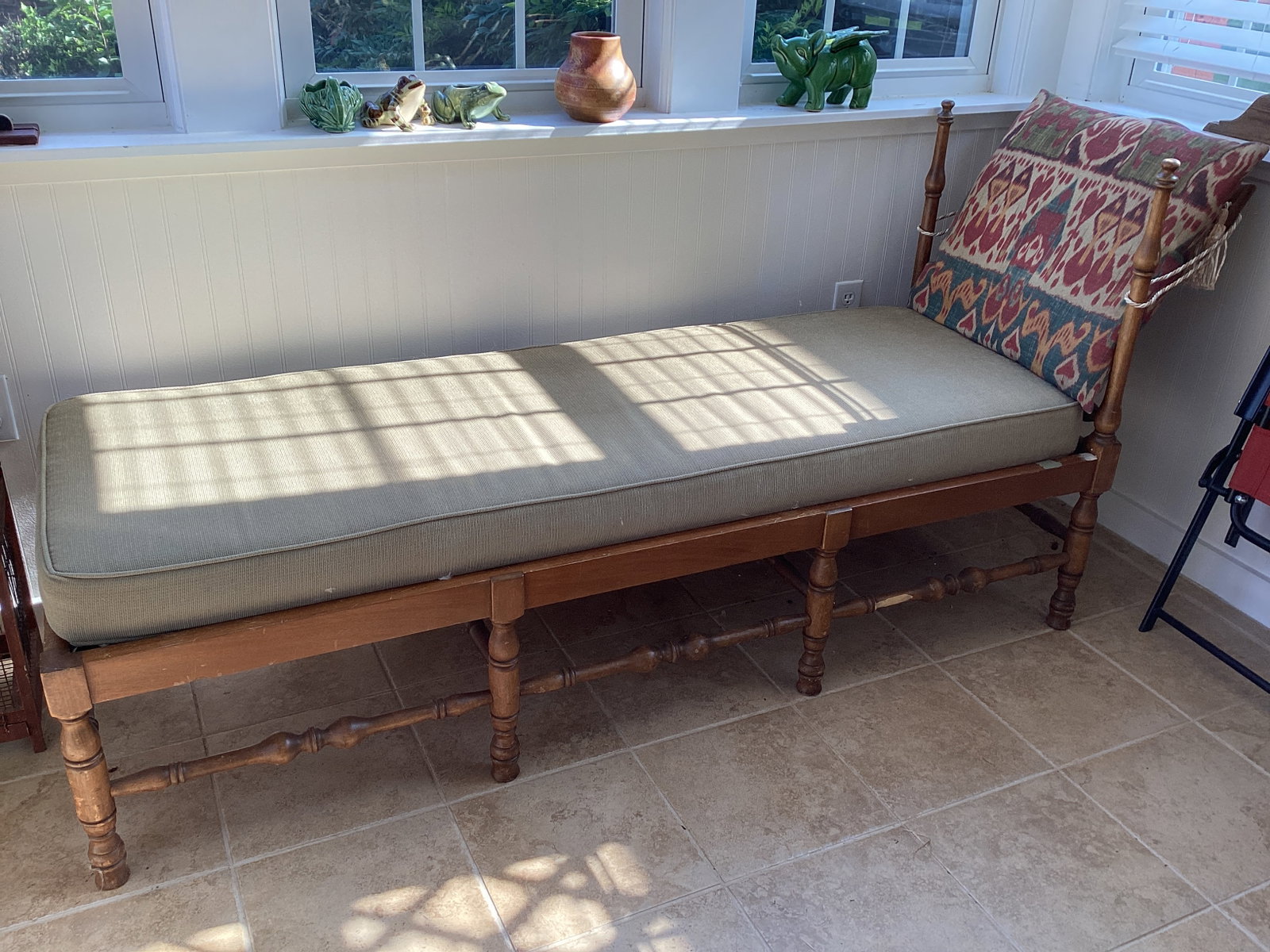 Antique Daybed: 24" x 80" x 35" h, shipping unavailable for this lot