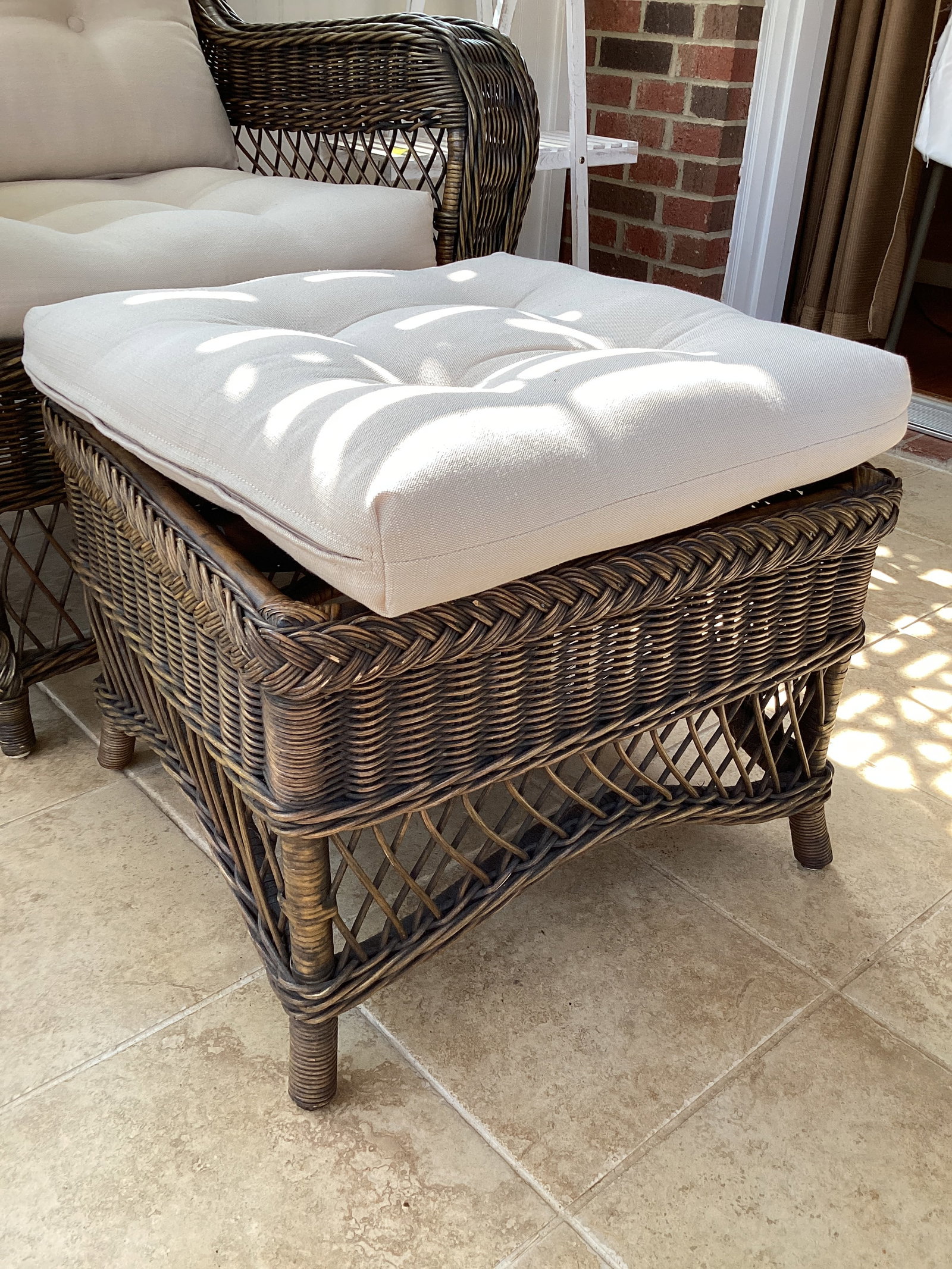 Wicker Chair with Ottoman and Cushions - 2