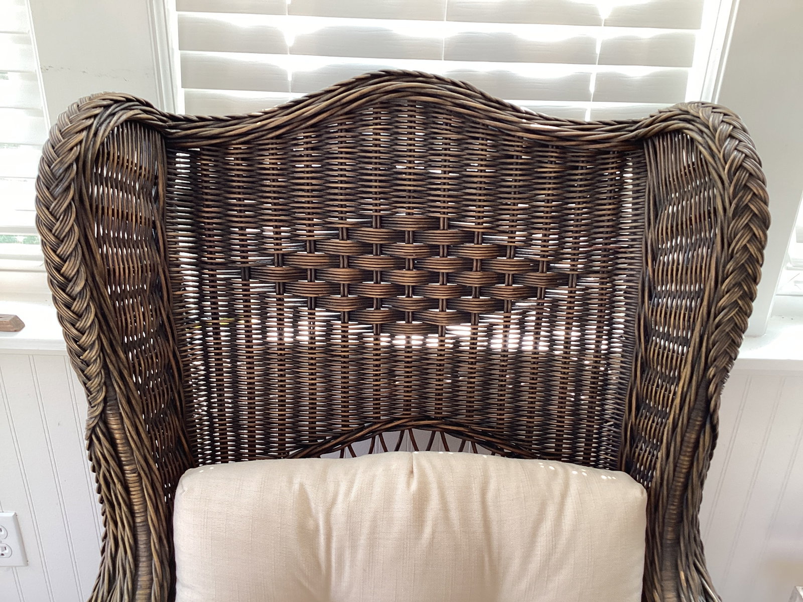 Wicker Chair with Ottoman and Cushions - 5