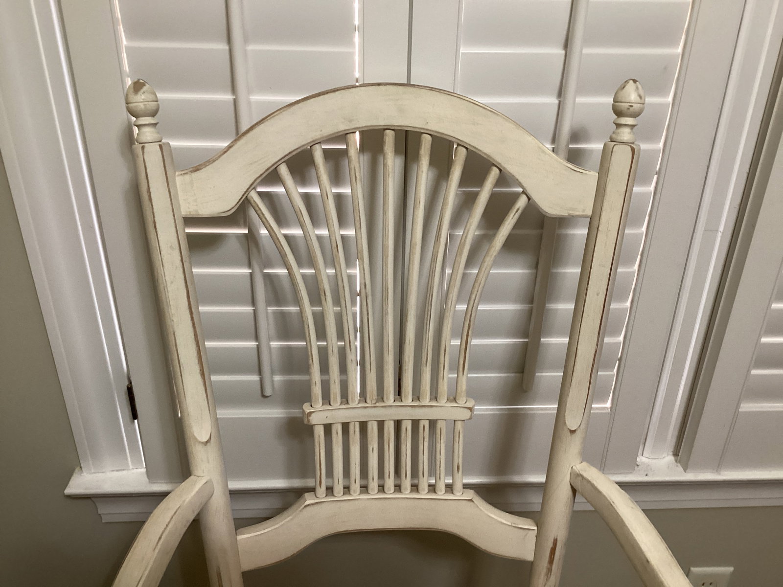 Distressed Painted Armchair with Rush Seat - 2