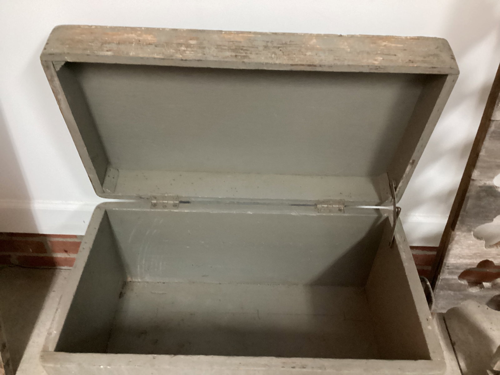 Antique Painted Wood Chest - 3