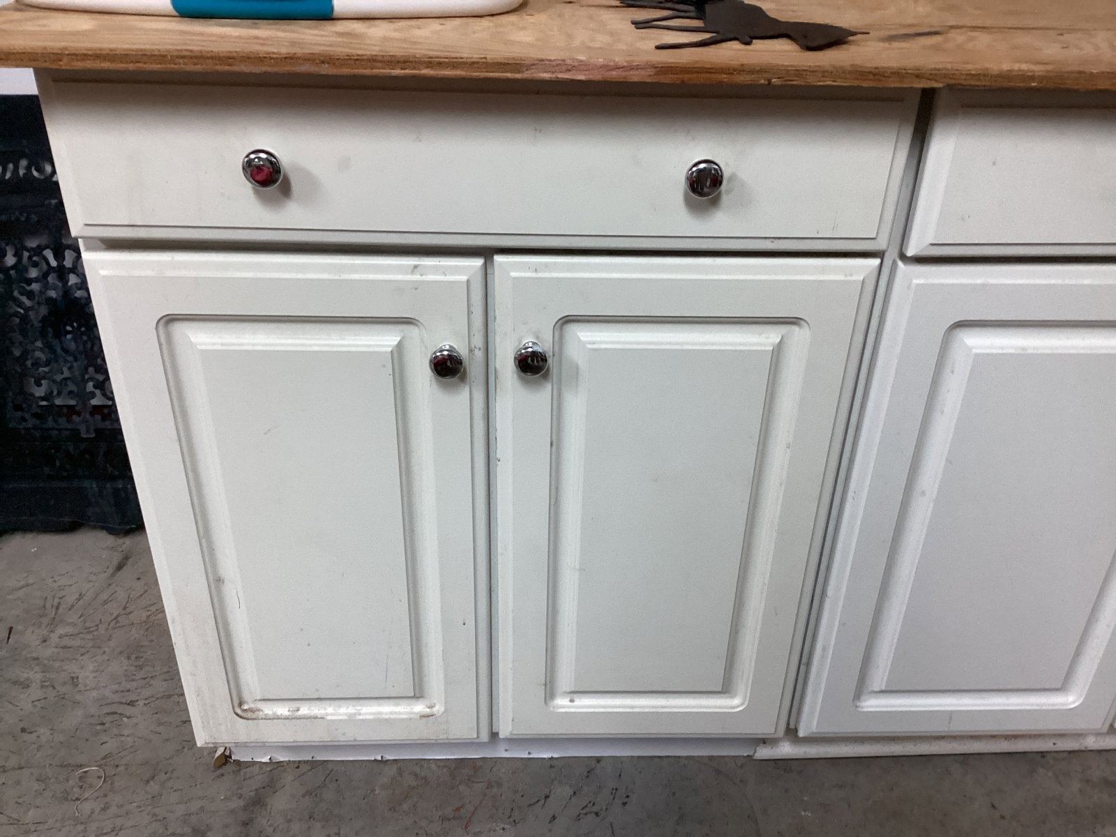 Two White Cabinets with Plywood Top - 2