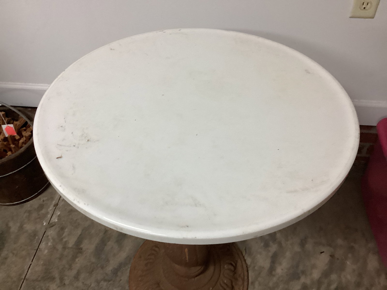 Cast Metal Table Base and Round Top - 2