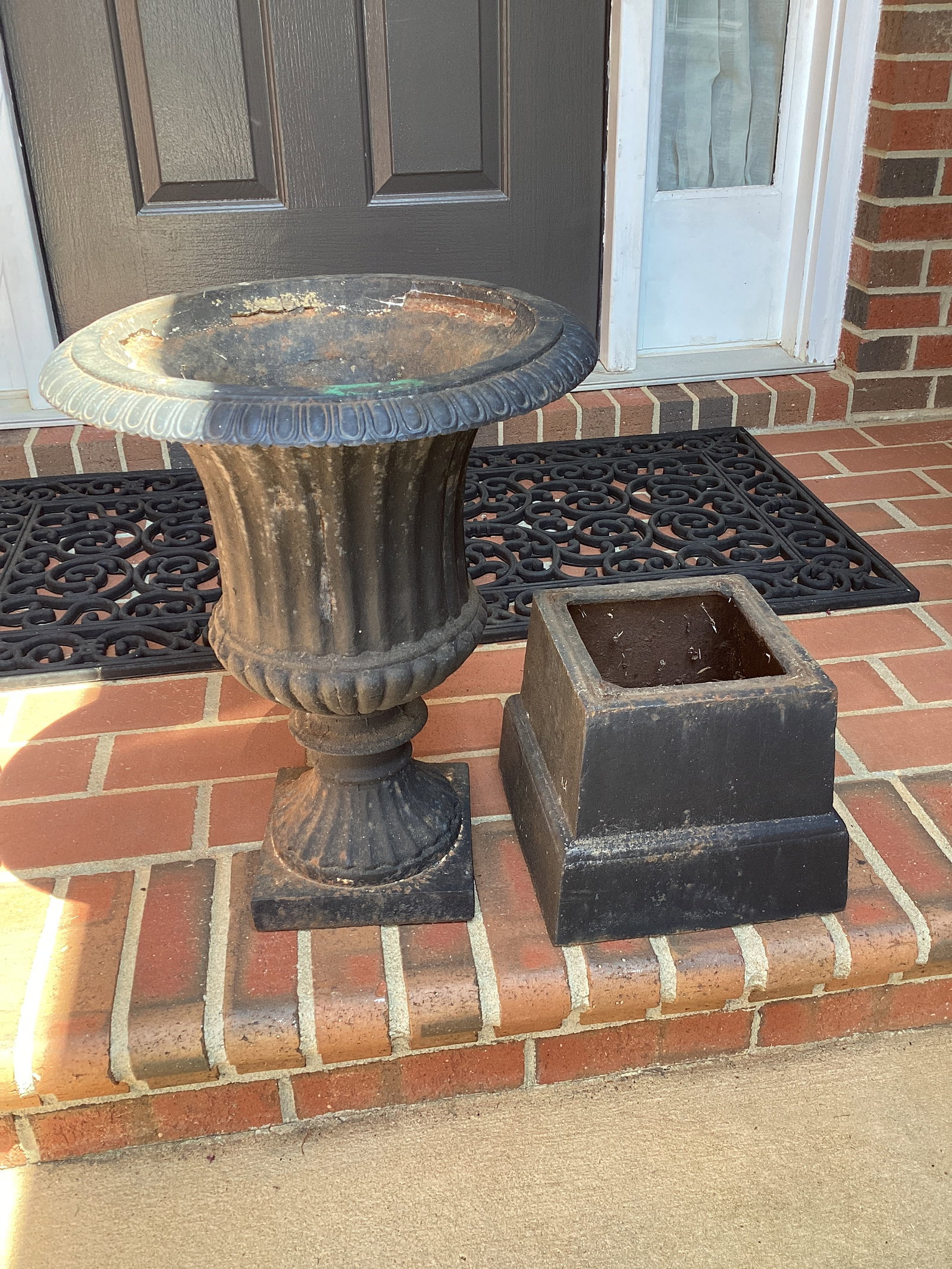 Pair of Metal Urn Planters with Stands - 4