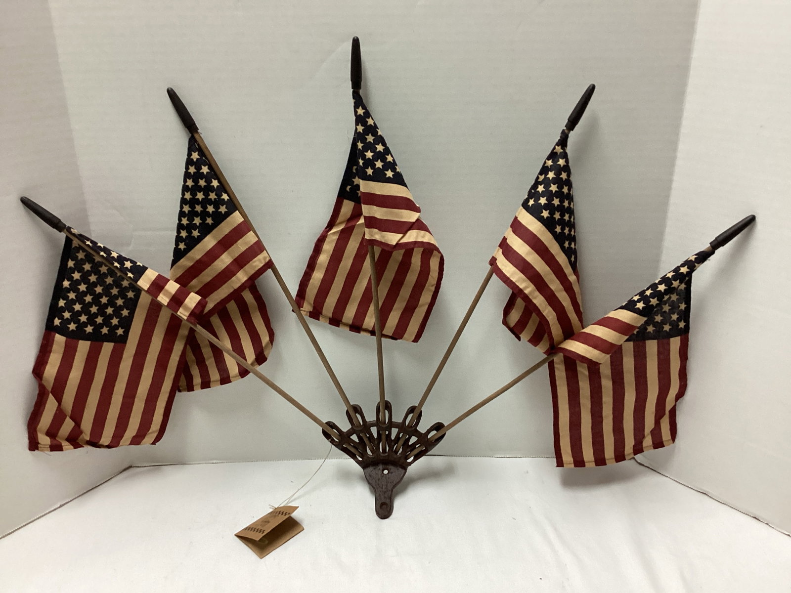 Cast Iron Flag Holder with Flags: .