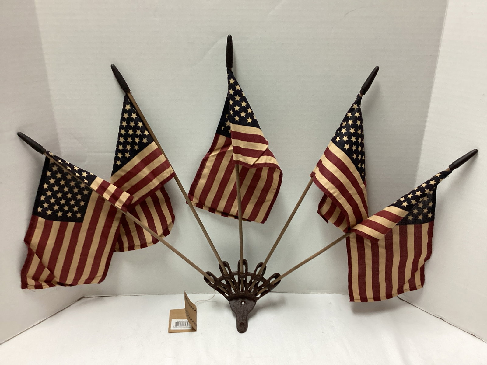 Cast Iron Flag Holder with Flags - 5