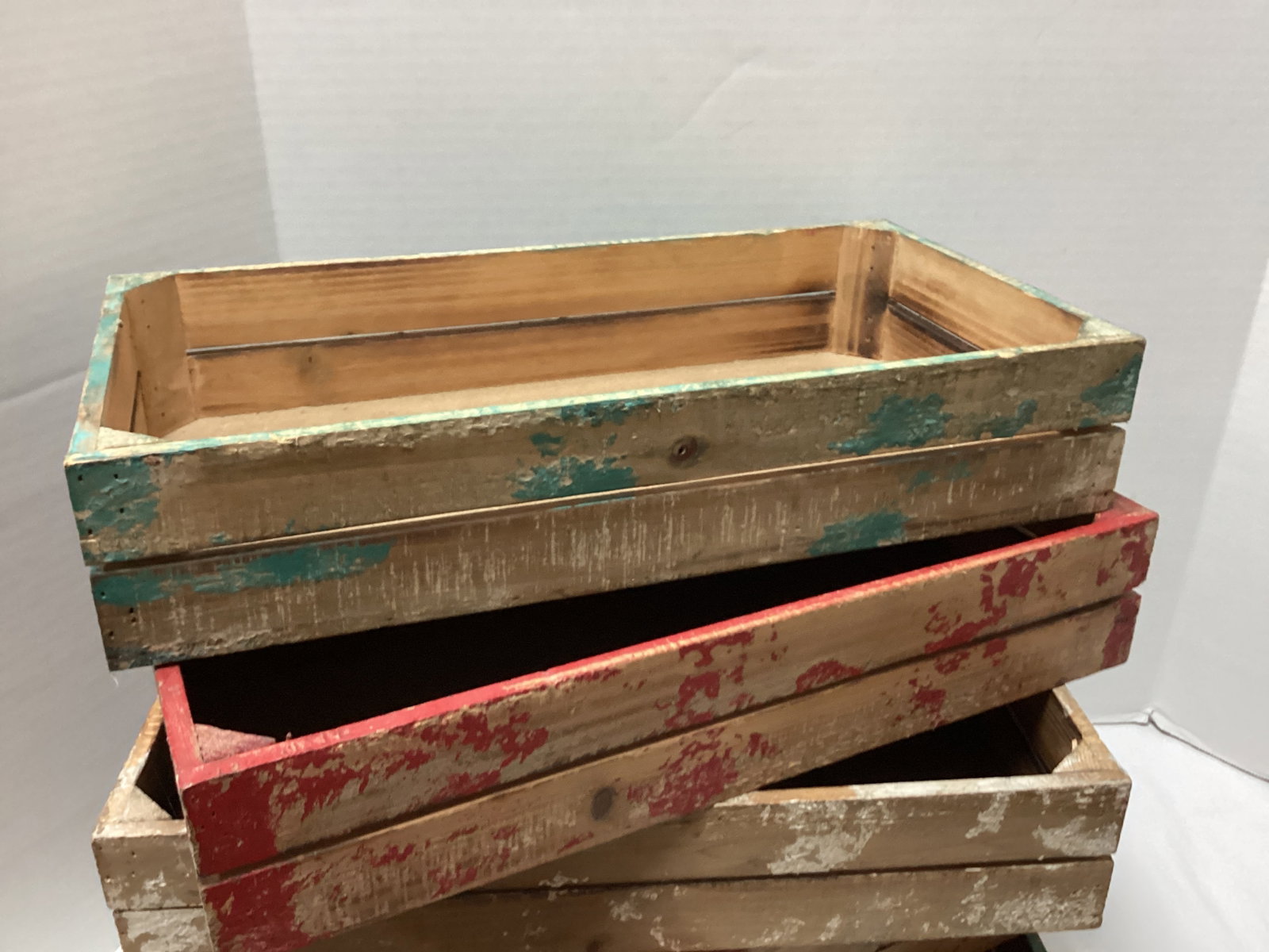 Distressed Painted Small Wood Crates - 2