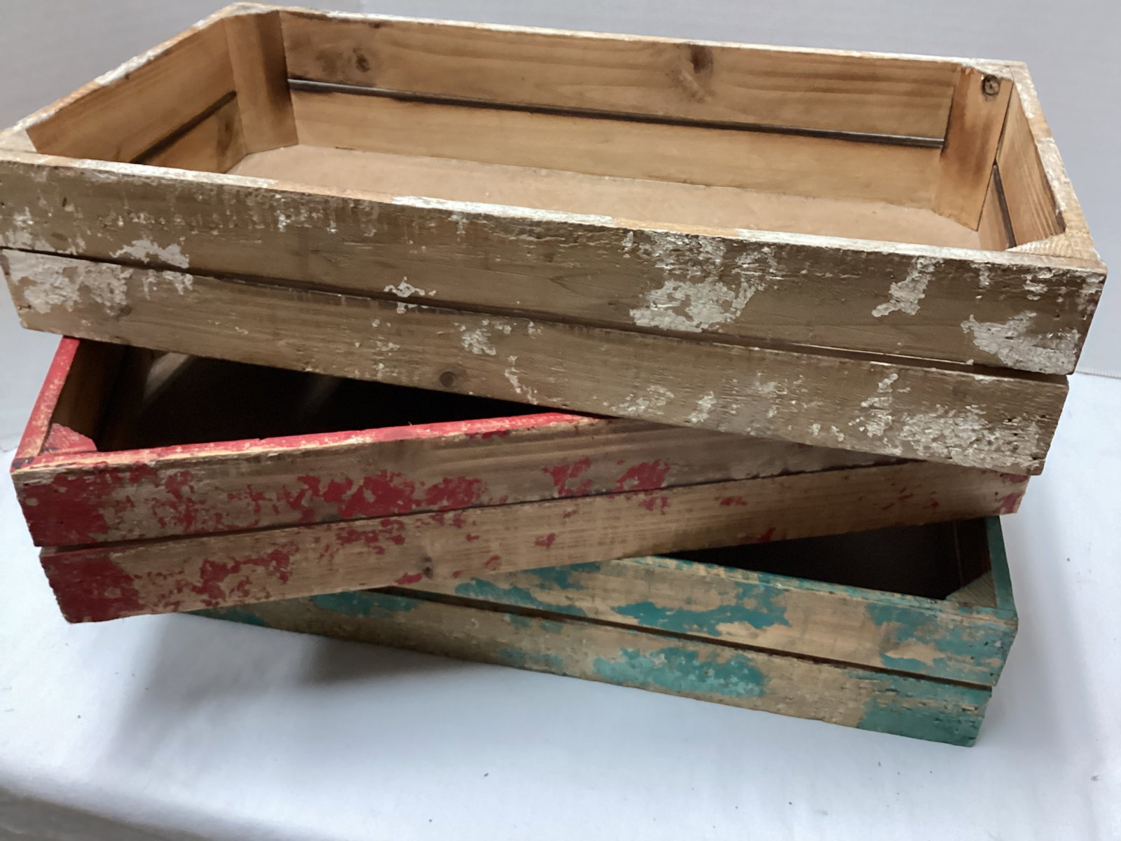 Distressed Painted Small Wood Crates - 4