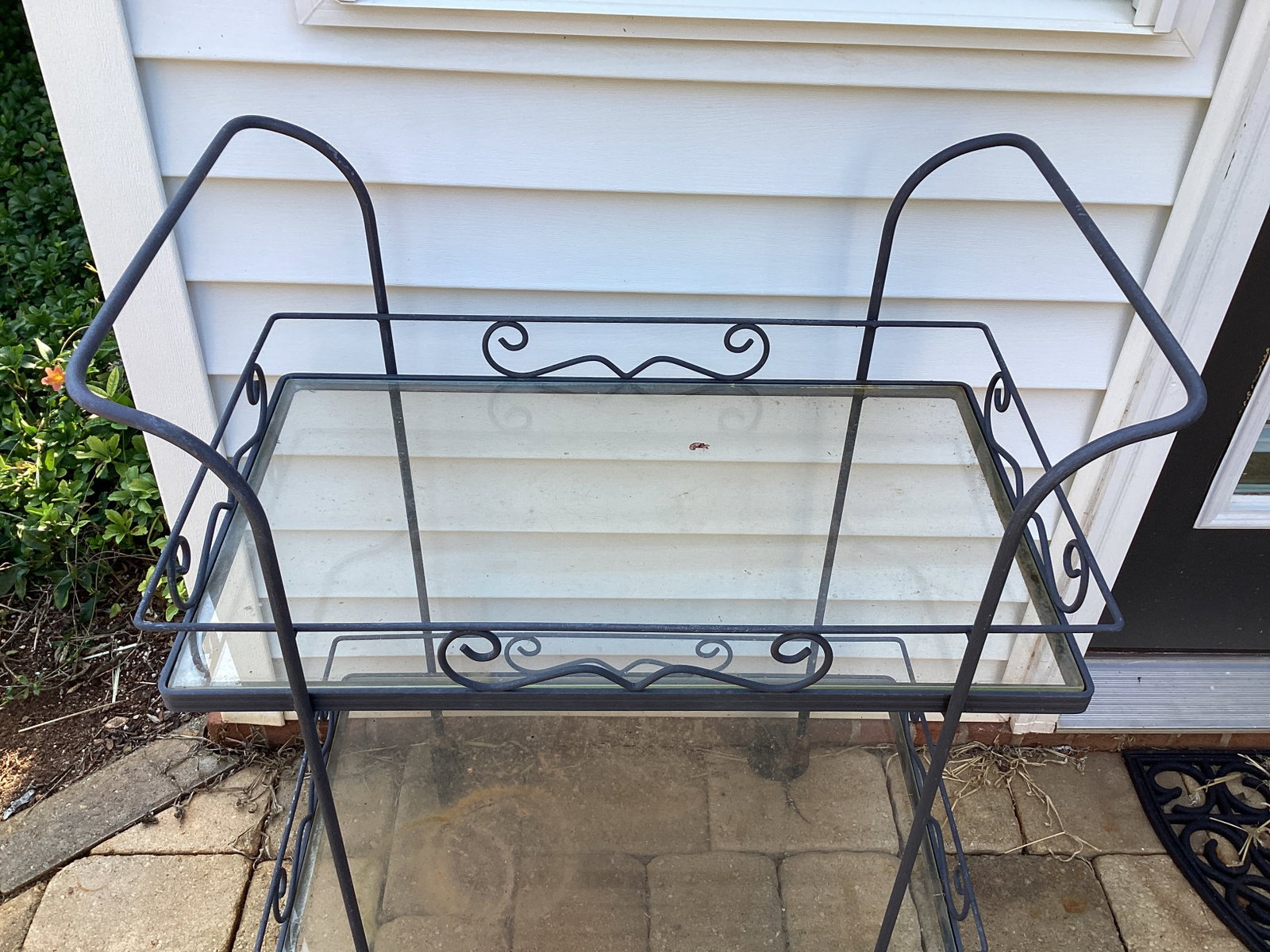 Two Tier Metal Cart with Glass Shelves - 2