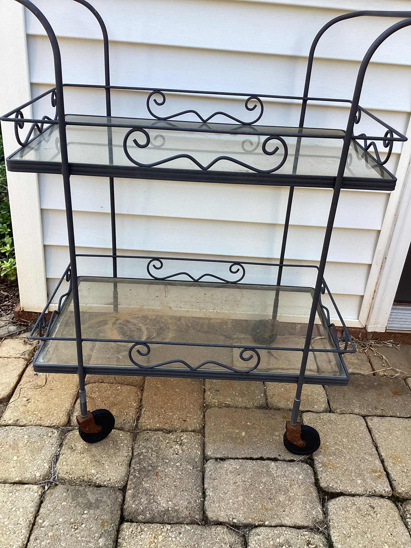 Two Tier Metal Cart with Glass Shelves - 3