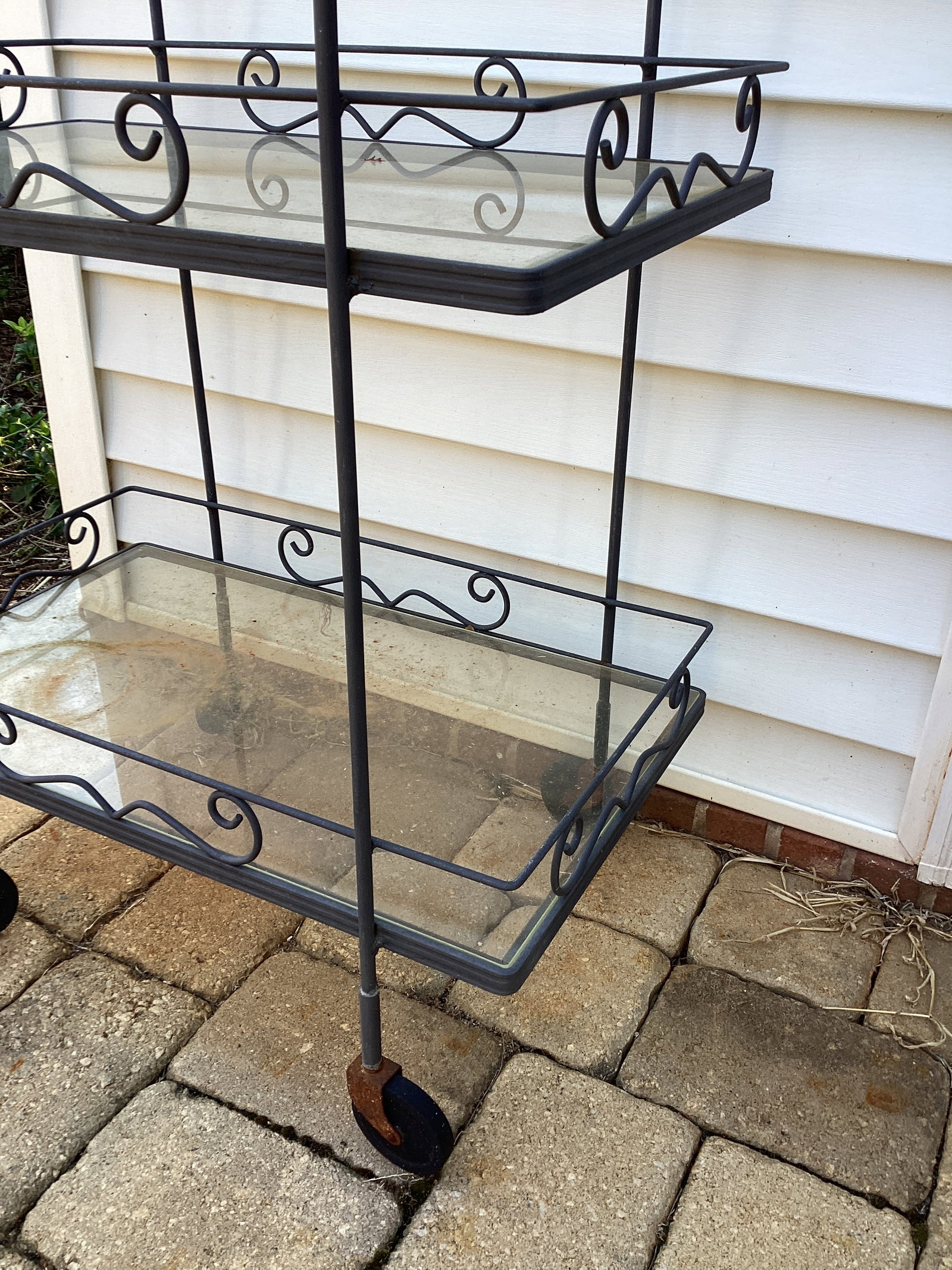 Two Tier Metal Cart with Glass Shelves - 4