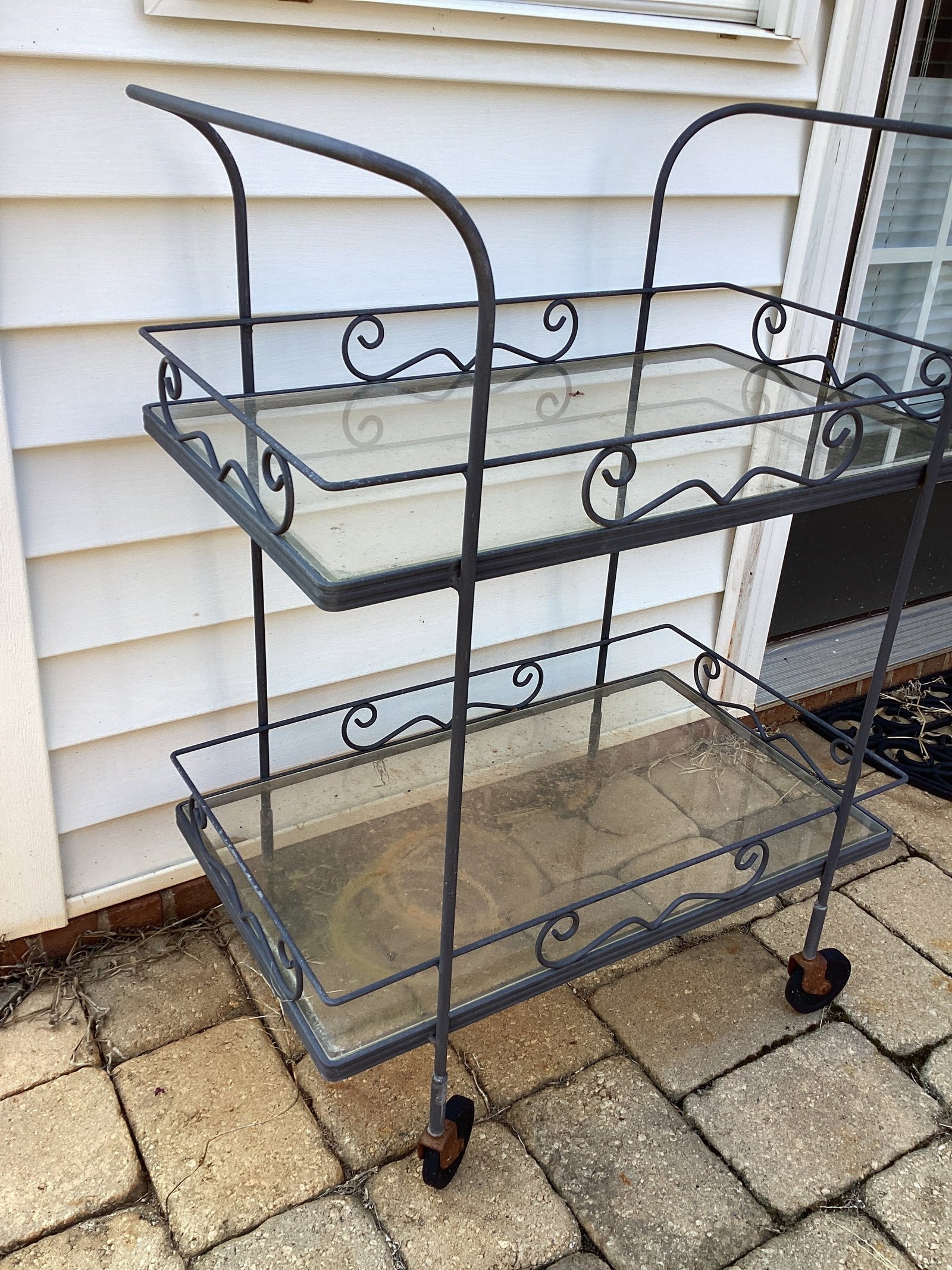 Two Tier Metal Cart with Glass Shelves - 5