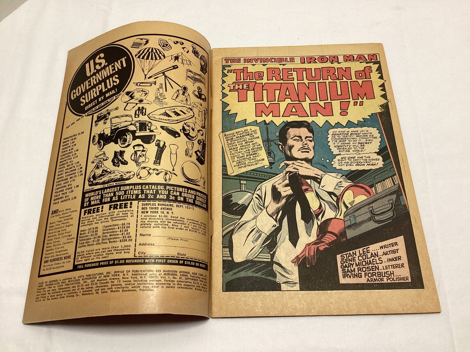 Tales of Suspense 81 Marvel Captain America Iron Man Comic Book - 6