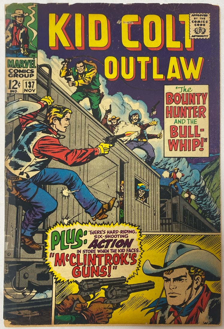 Kid Colt Outlaw 137 Marvel Western Comic Book: 1967, cover taped on, Please preview and see all photos for condition