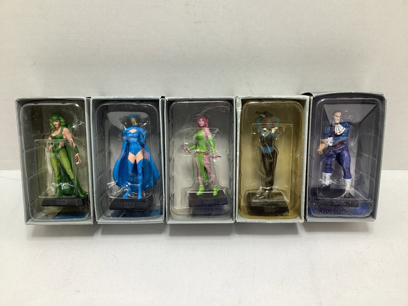 Five Eaglemoss Marvel X-Men / Mutant Diecast Models: Polaris, Destiny, Blink, Rogue, Sebastian Shaw, may have some paint chipping / loss