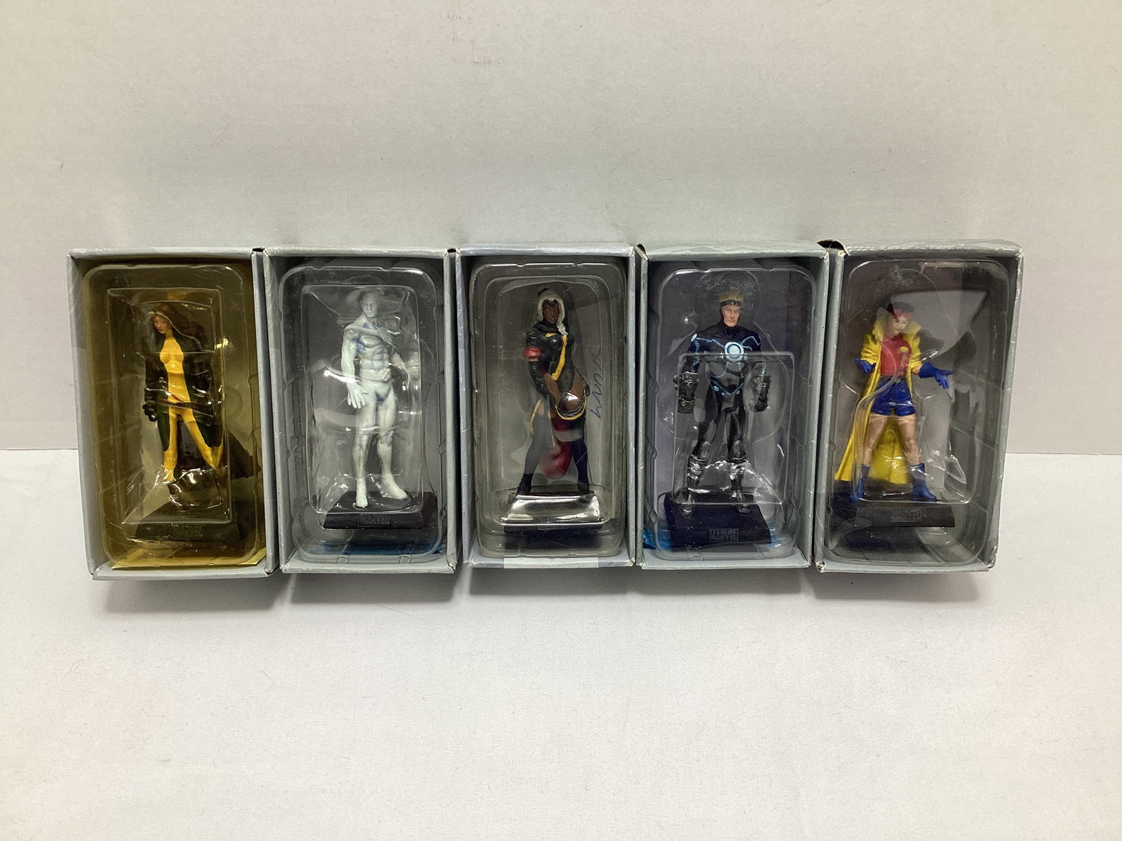 Five Eaglemoss Marvel X-Men / Mutant Diecast Models: Rogue, Iceman, Storm, Havok, Jubilee, may have some paint chipping / loss
