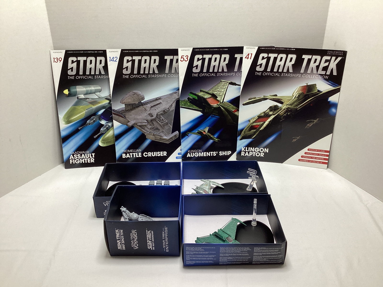 Four Eaglemoss Star Trek Diecast Starships with Magazines (1 of 7)