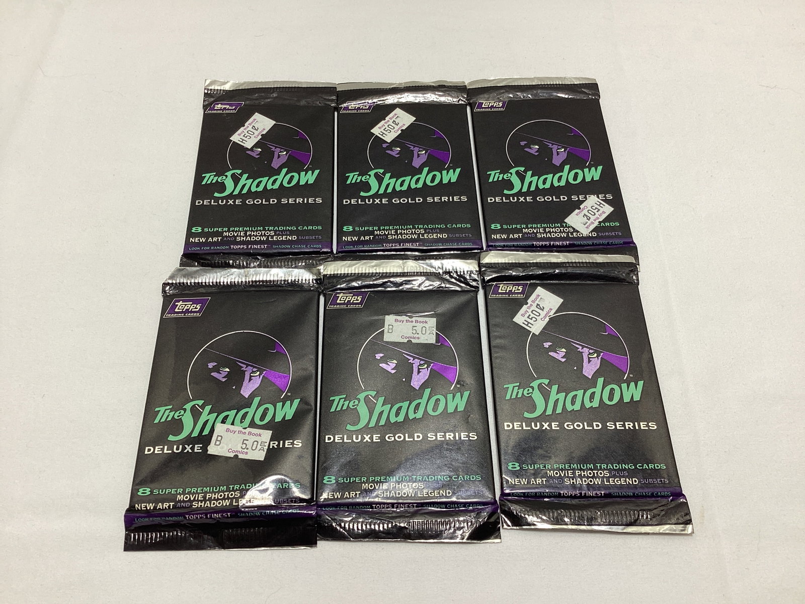 Six Sealed Topps The Shadow Deluxe Gold Series Trading Card Packs: .