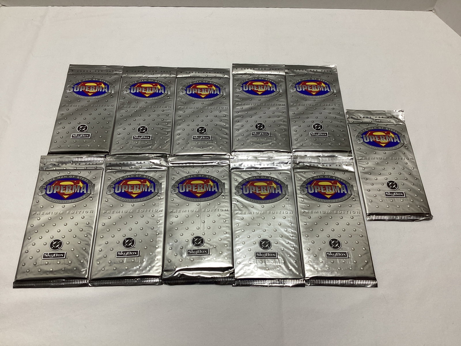 11 Sealed Skybox DC Comics Superman Man of Steel Trading Card Packs: .