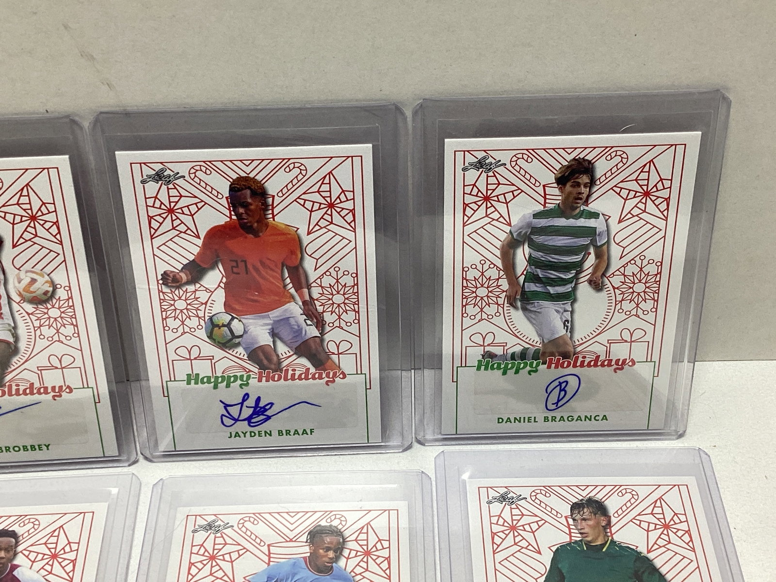 Eight Leaf Happy Holidays Soccer Autograph Cards - 4