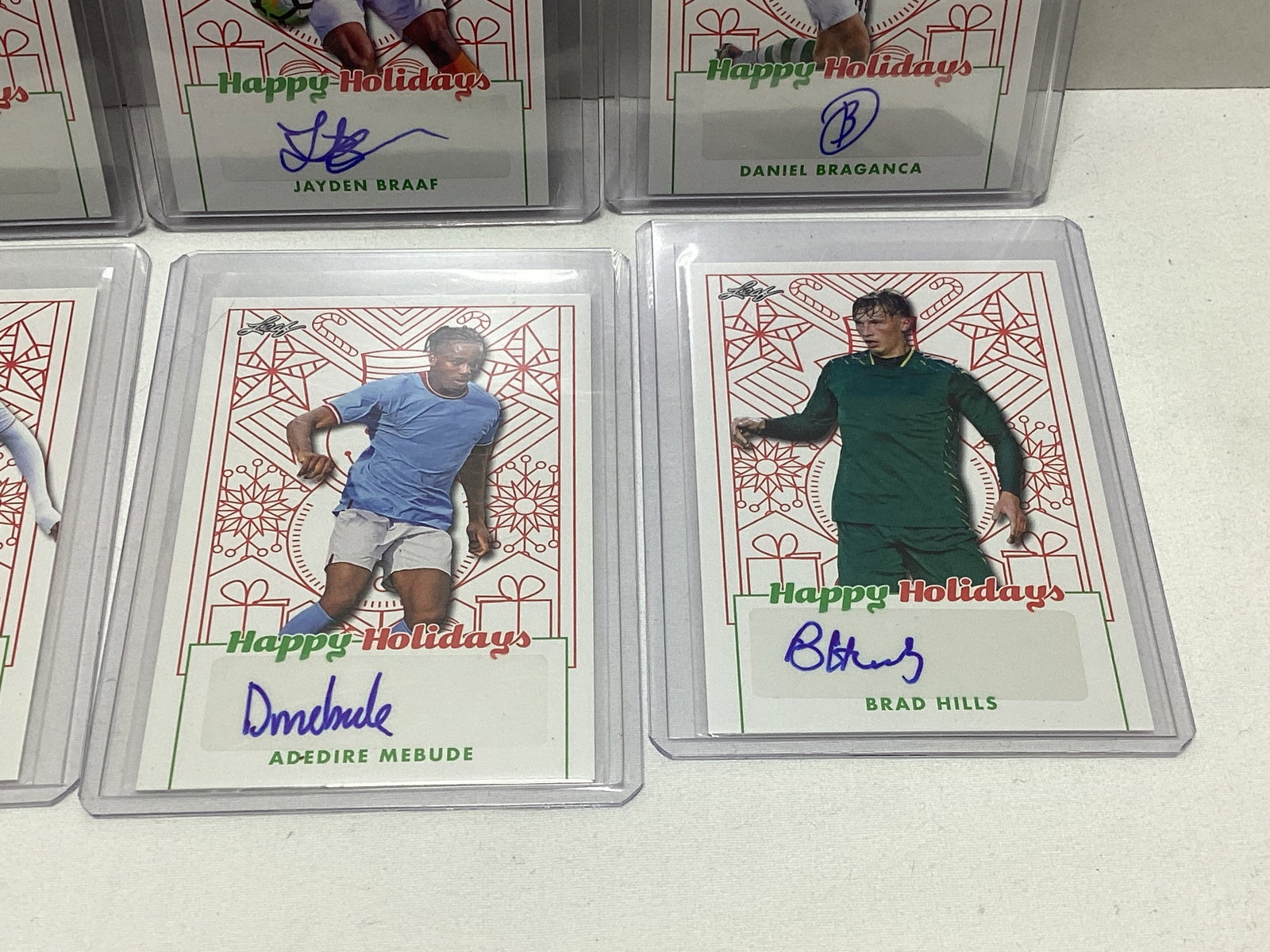 Eight Leaf Happy Holidays Soccer Autograph Cards - 5