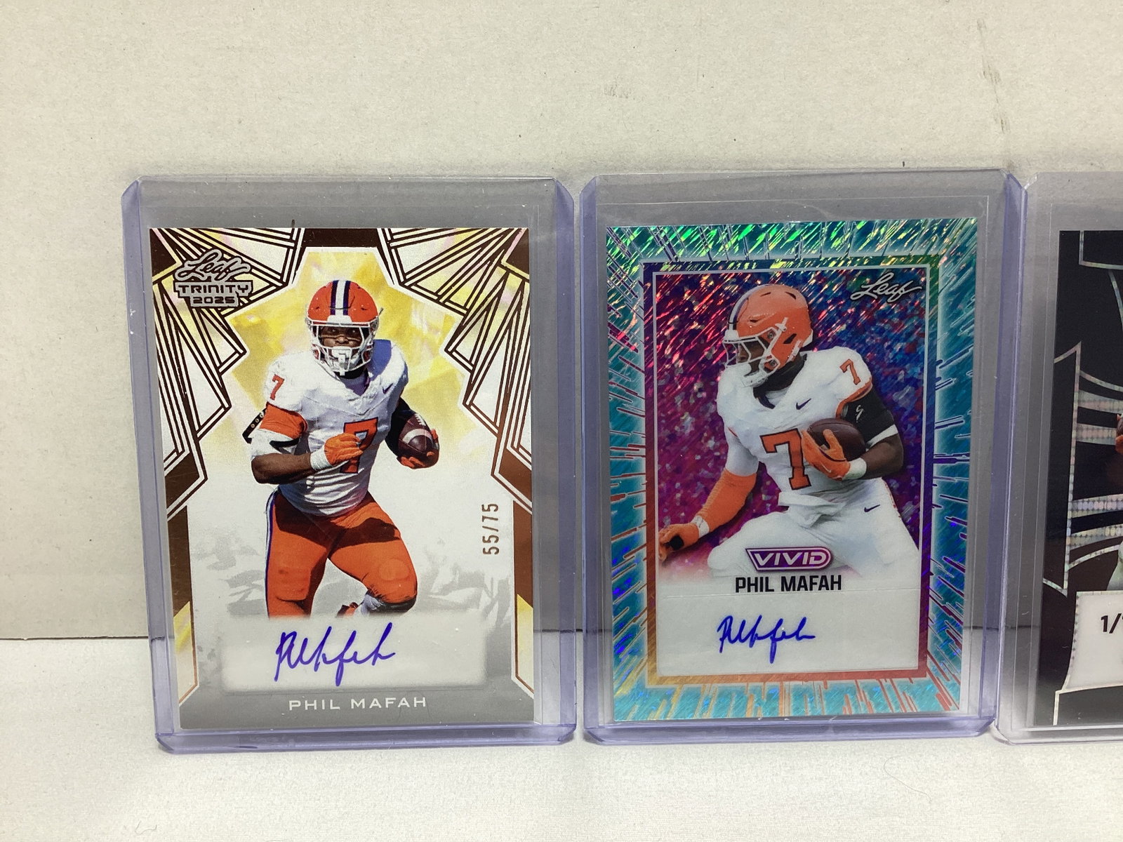 Four Clemson Tigers Phil Mafah Autograph and Pre Production Proof Trading Cards - 2