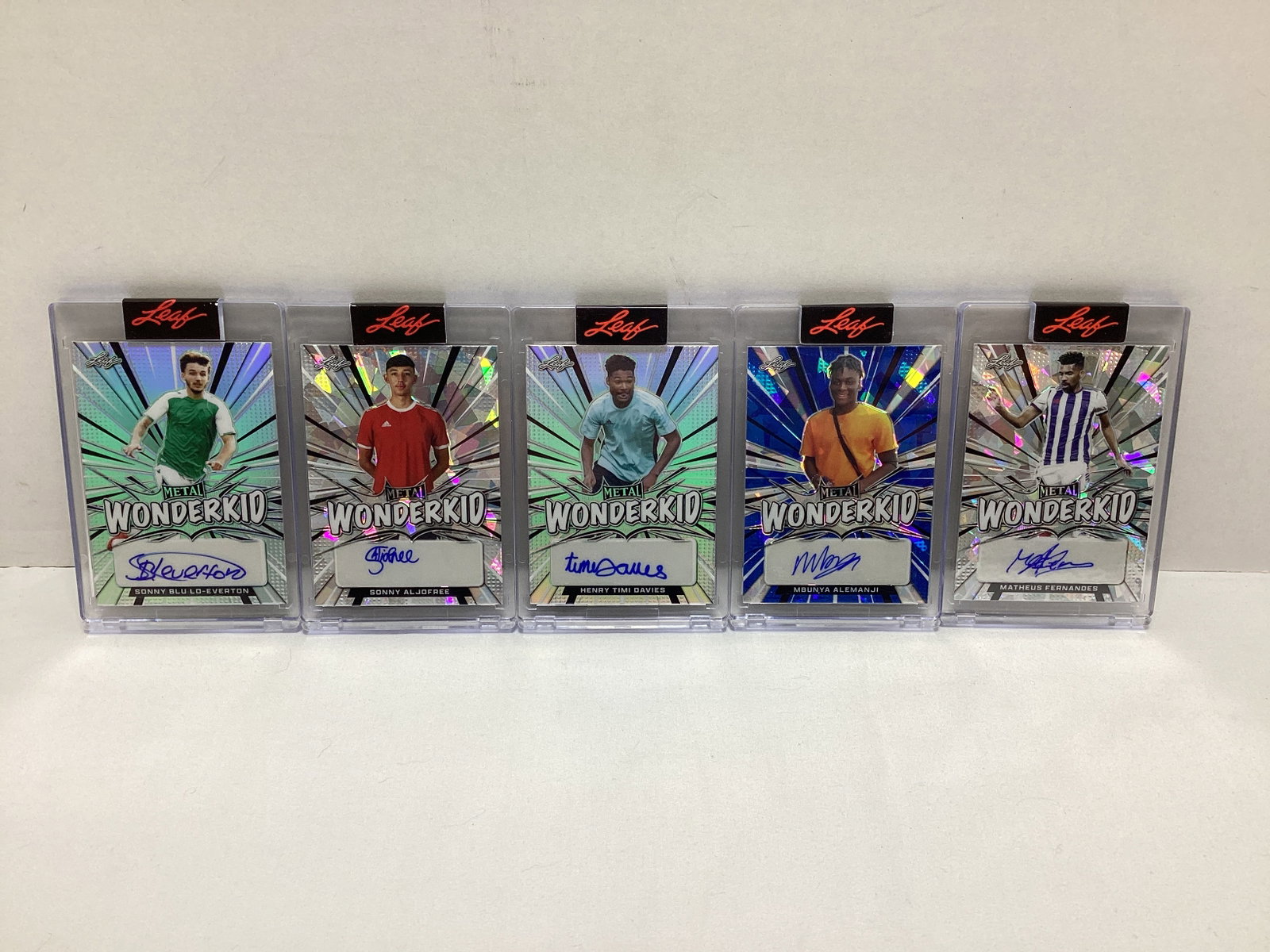 Five Leaf Metal Wonderkid Soccer Autographed Trading Cards: .