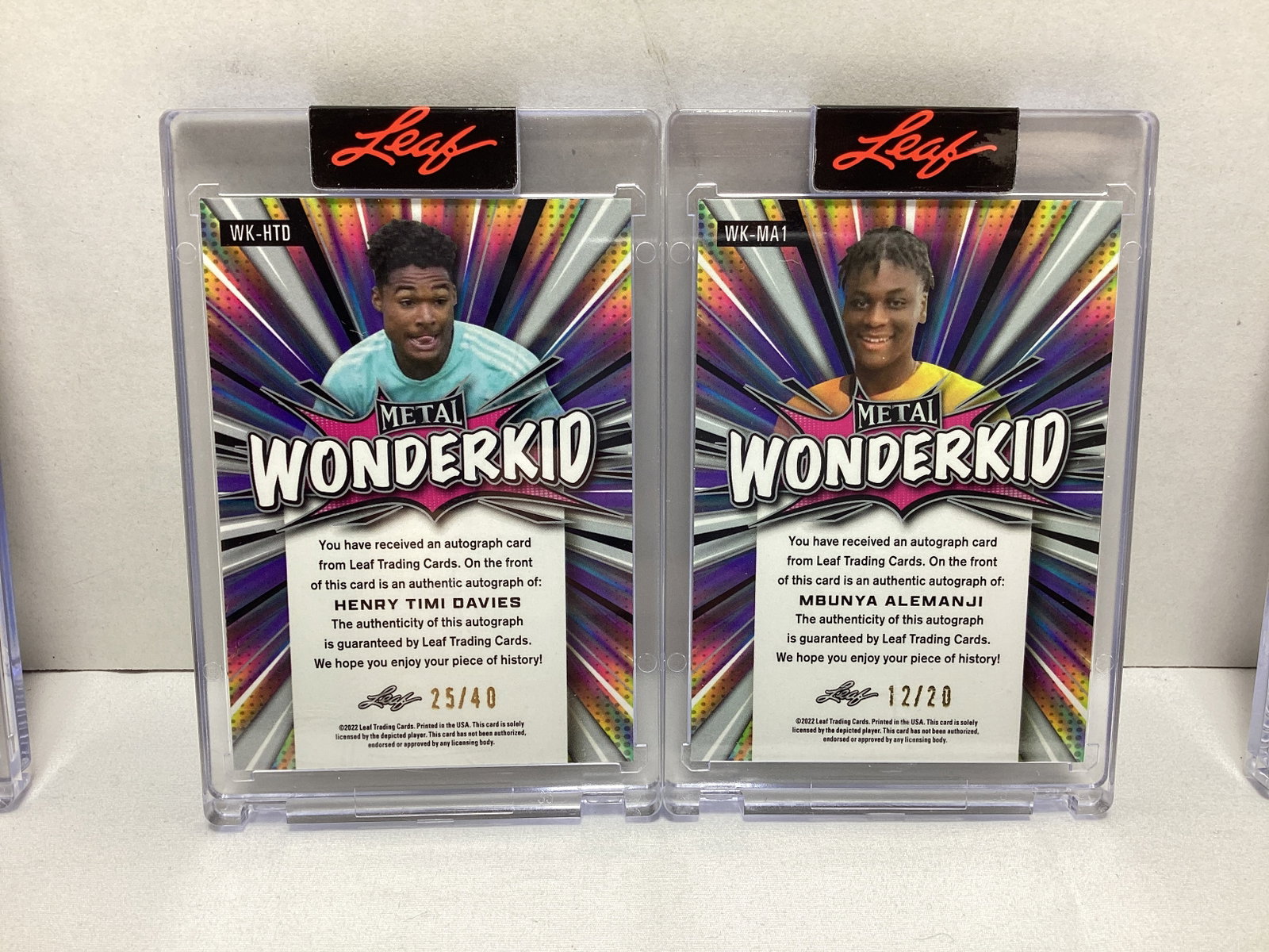 Five Leaf Metal Wonderkid Soccer Autographed Trading Cards - 6