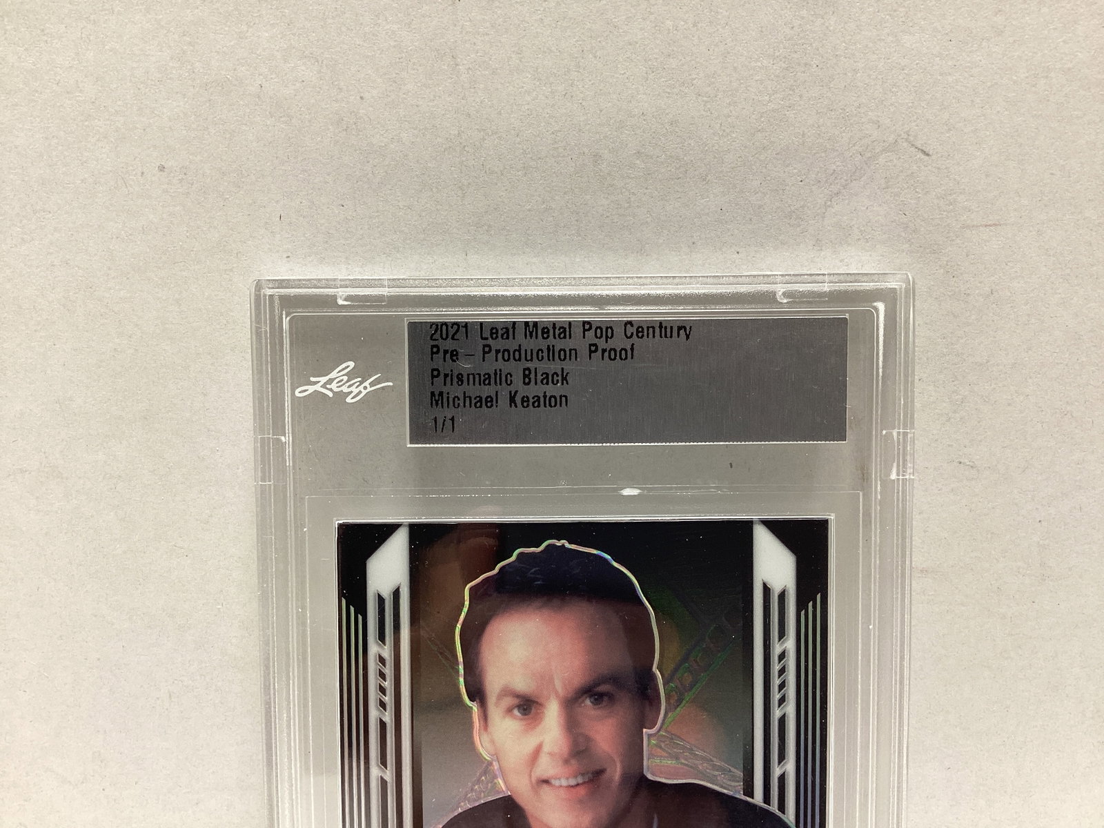2021 Michael Keaton Leaf Metal Pop Century Pre Production Proof Trading Card - 2