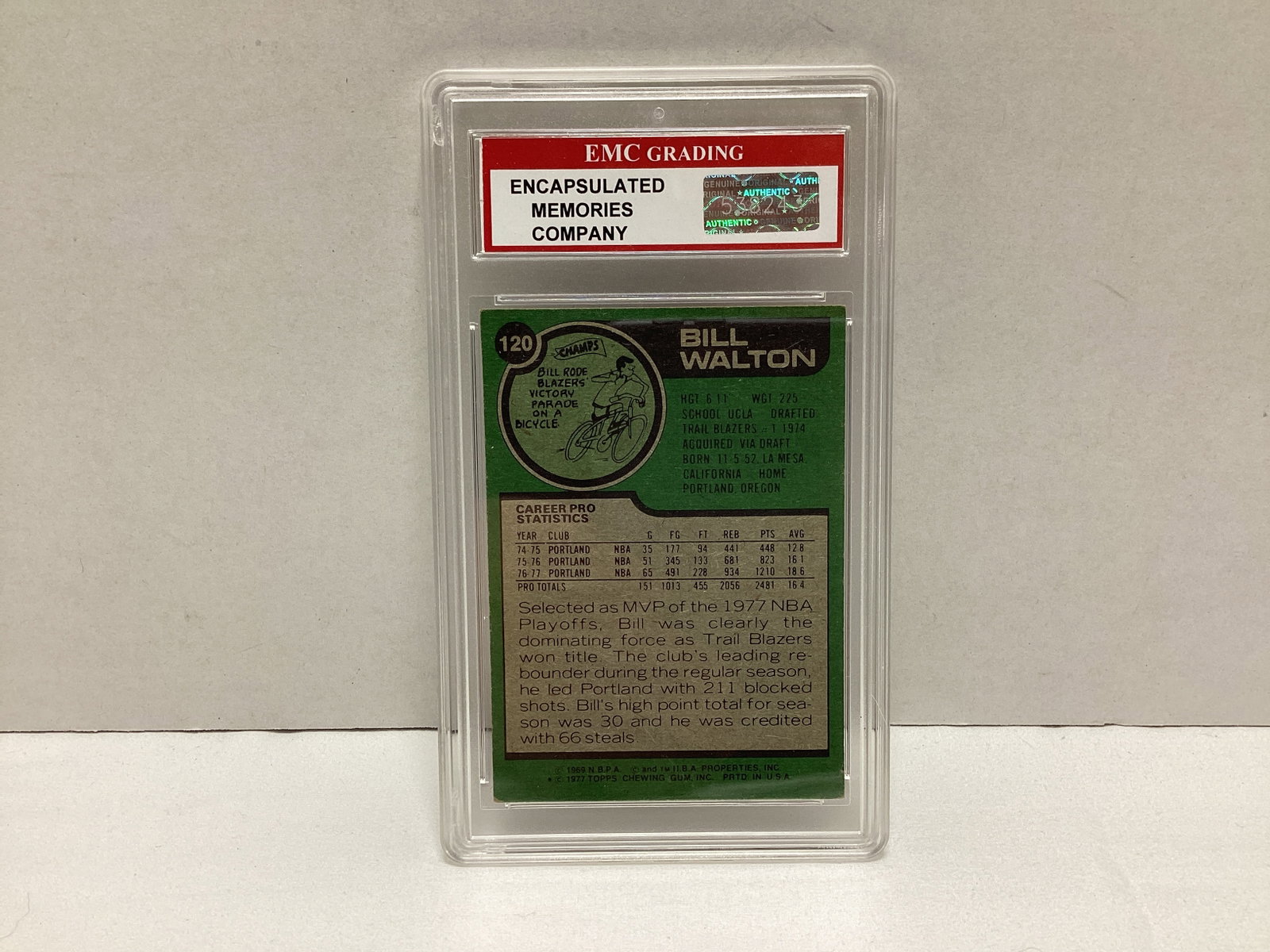 1977 Topps Bill Walton EMC Graded 5.0 Trading Card - 4