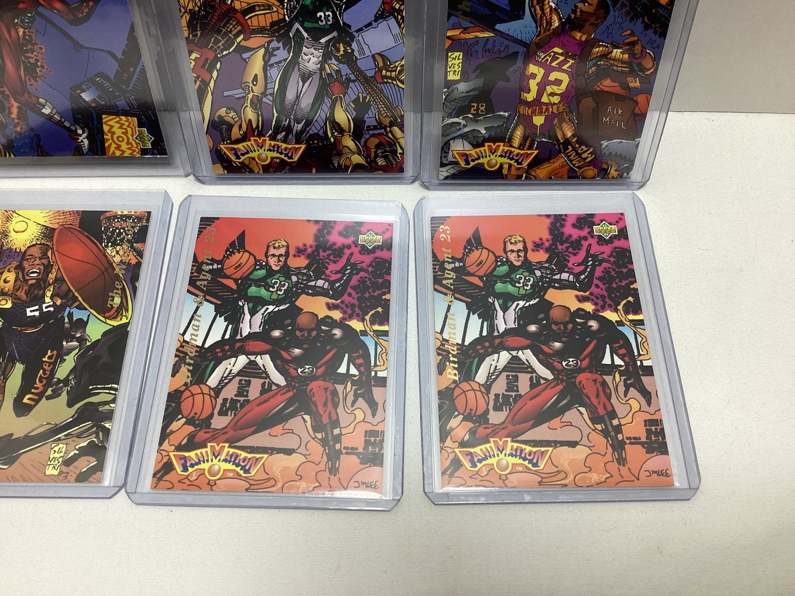 Six Upper Deck Fanimation Jim Lee Basketball Trading Cards - 2
