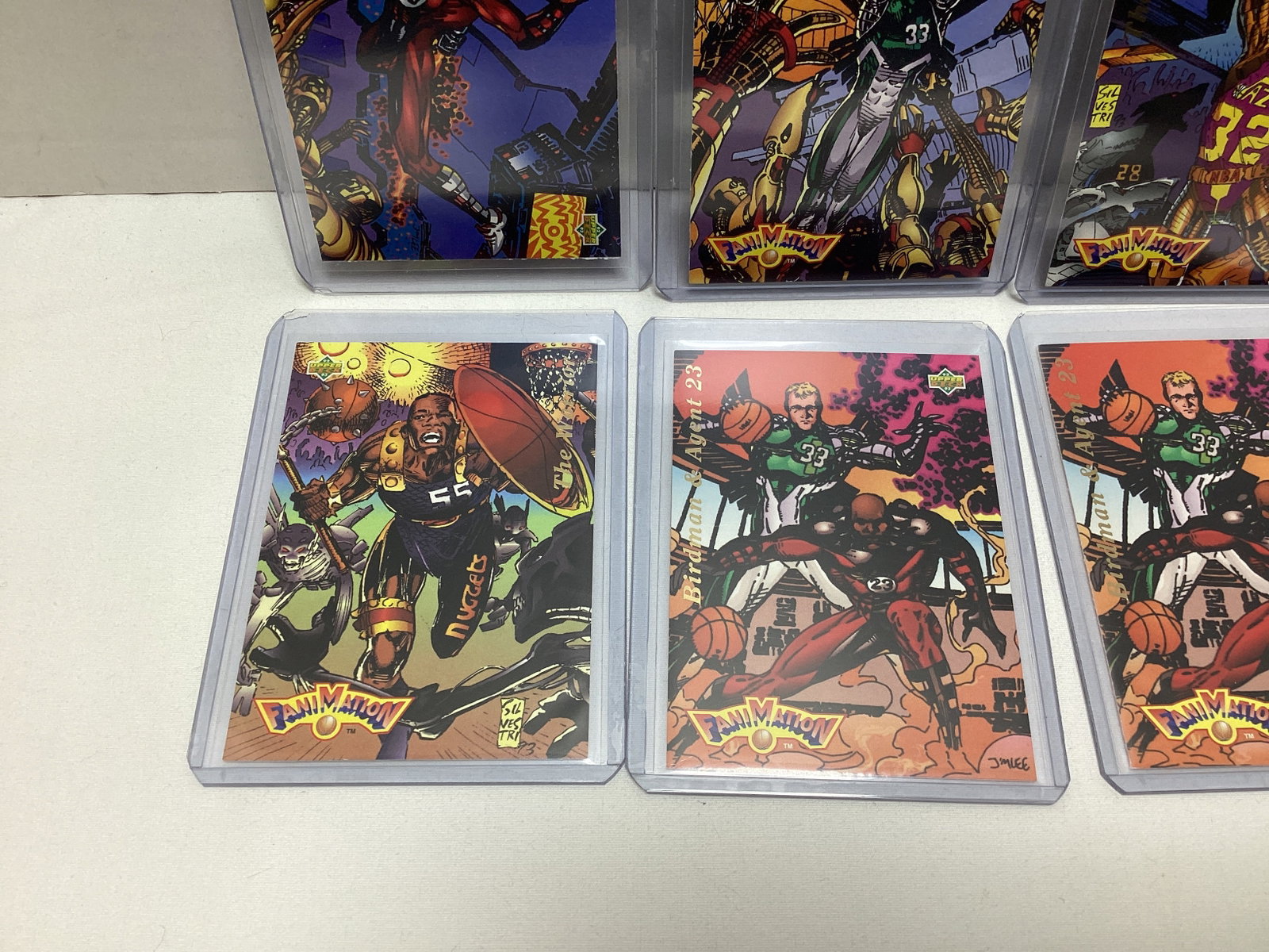 Six Upper Deck Fanimation Jim Lee Basketball Trading Cards - 3