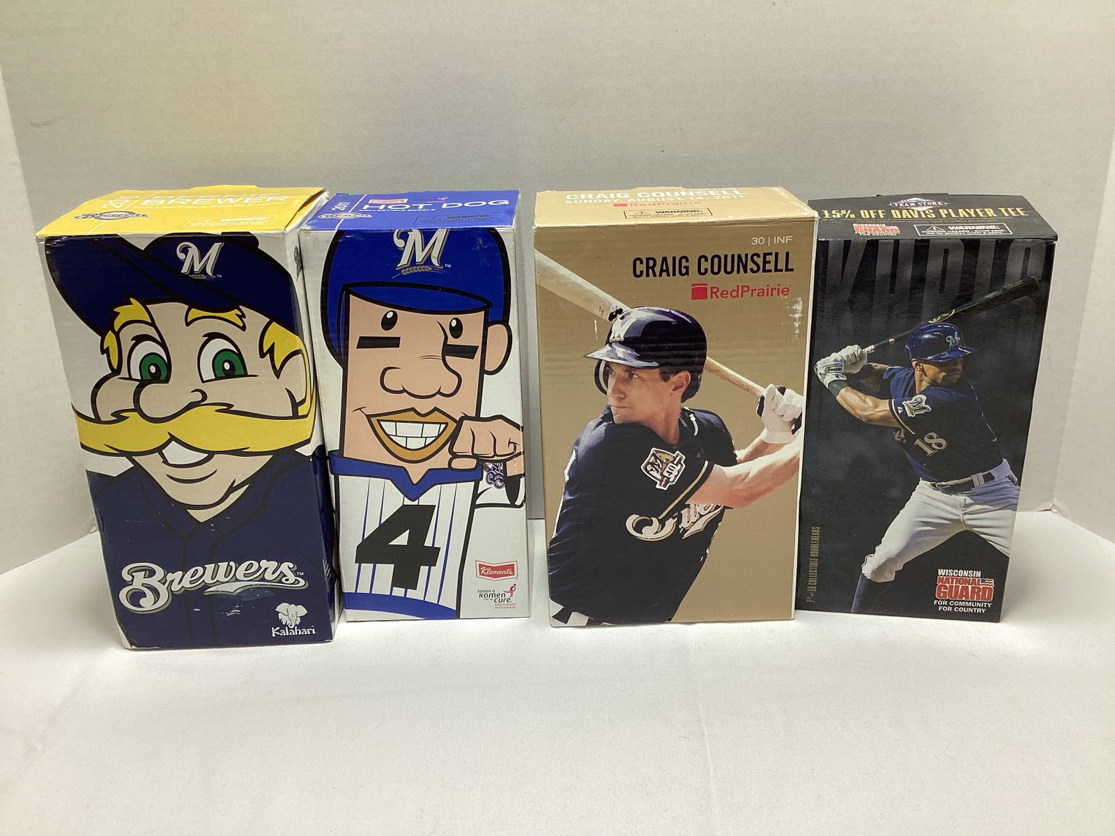 Four Milwaukee Brewers Baseball Bobbleheads: .