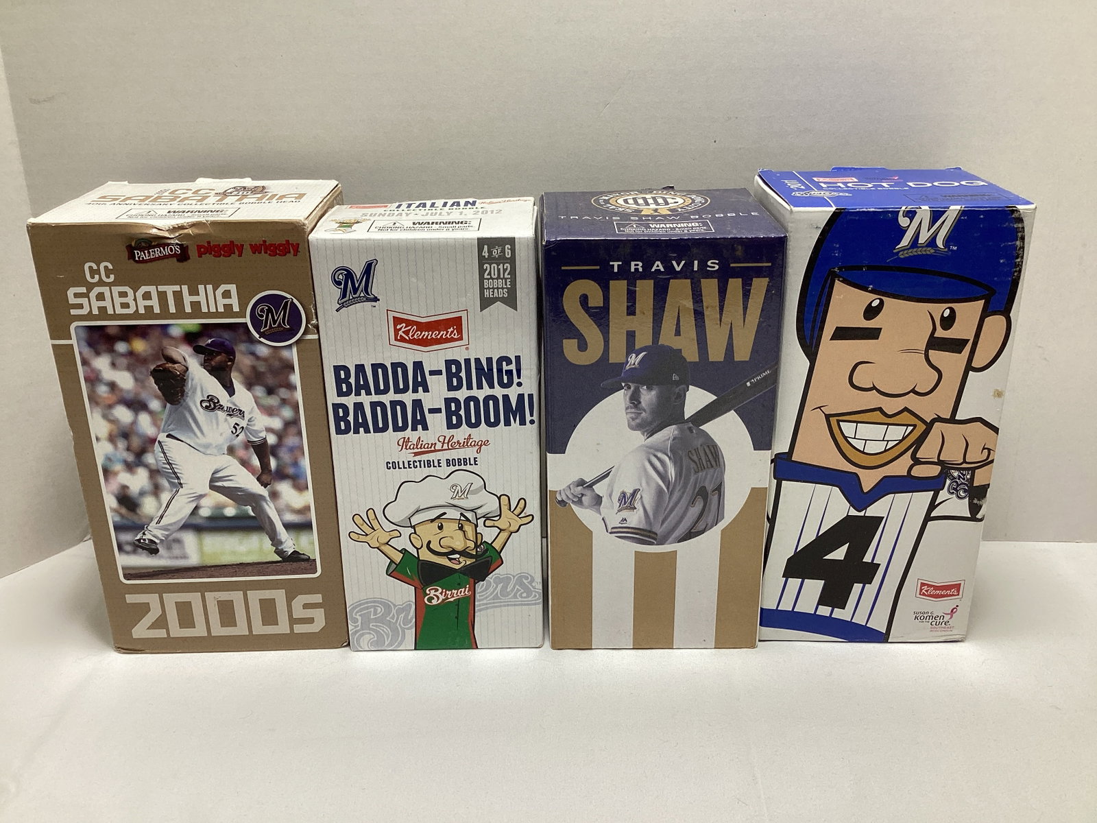 Four Milwaukee Brewers Baseball Bobbleheads: .