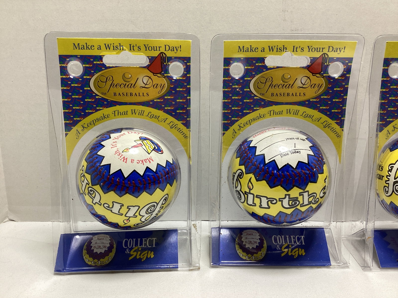 Four Happy Birthday Baseballs - 2