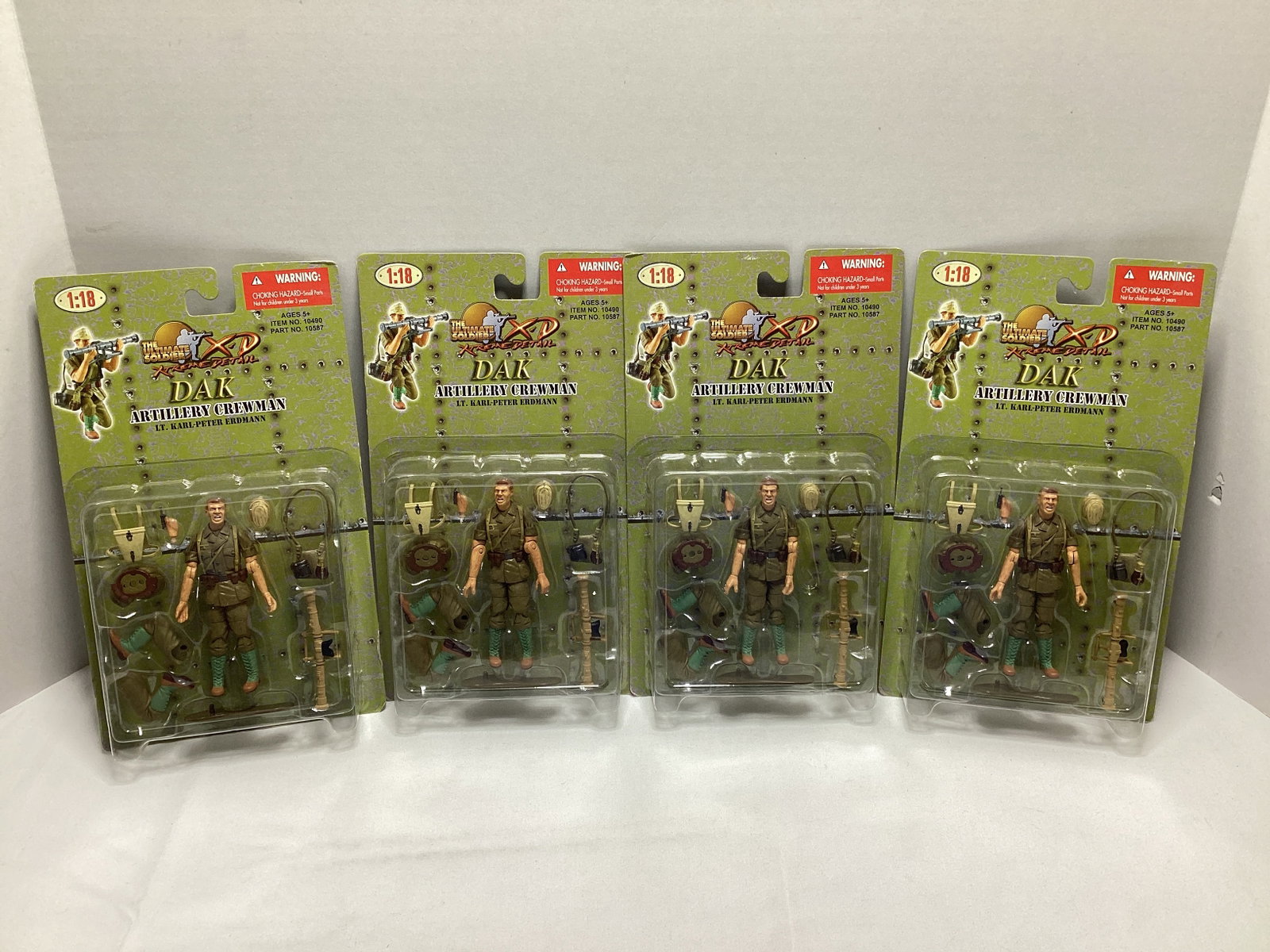 Four The Ultimate Soldier Dak Artillery Crewman Action Figures: .