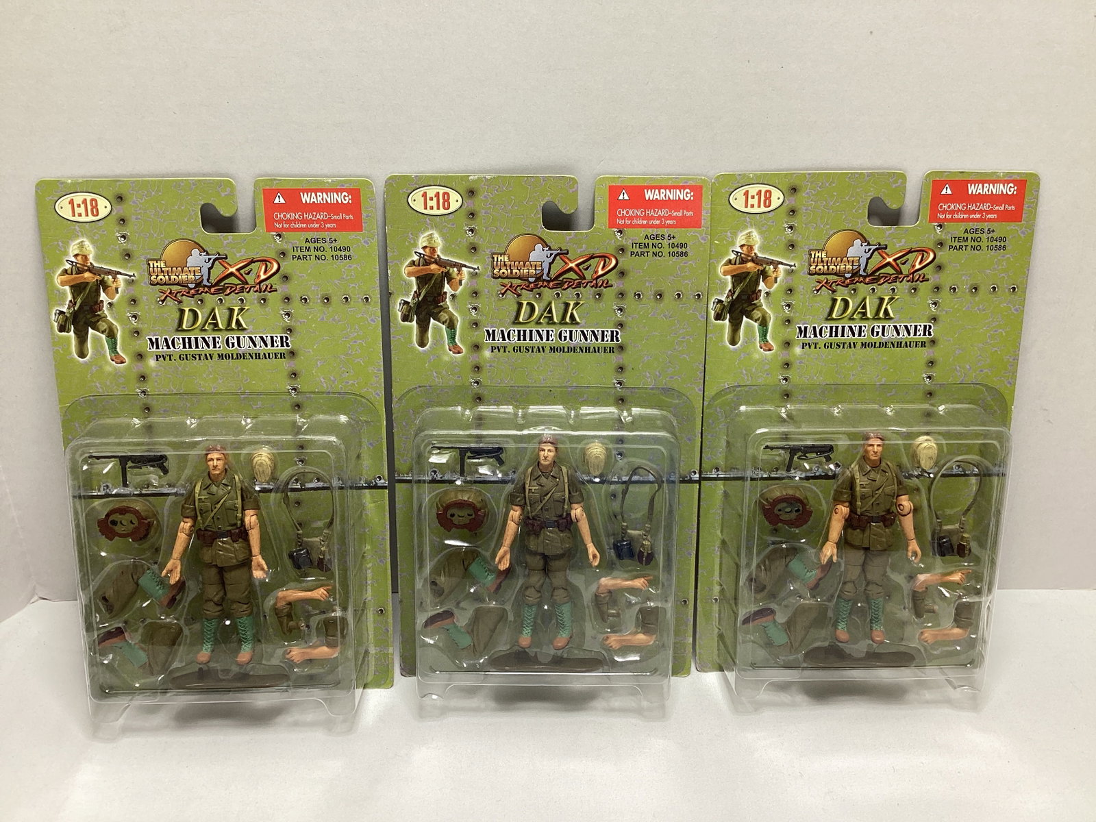 Three The Ultimate Soldier Dak Machine Gunner Action Figures: .