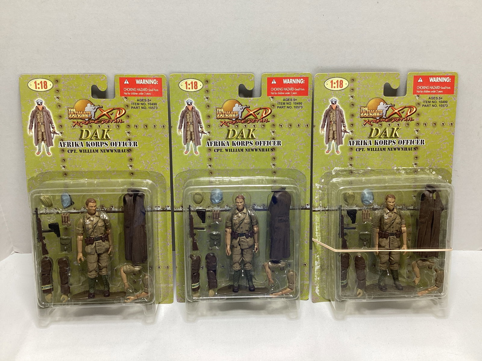 Three The Ultimate Soldier Dak Afrika Korps Officer Action Figures: one not sealed