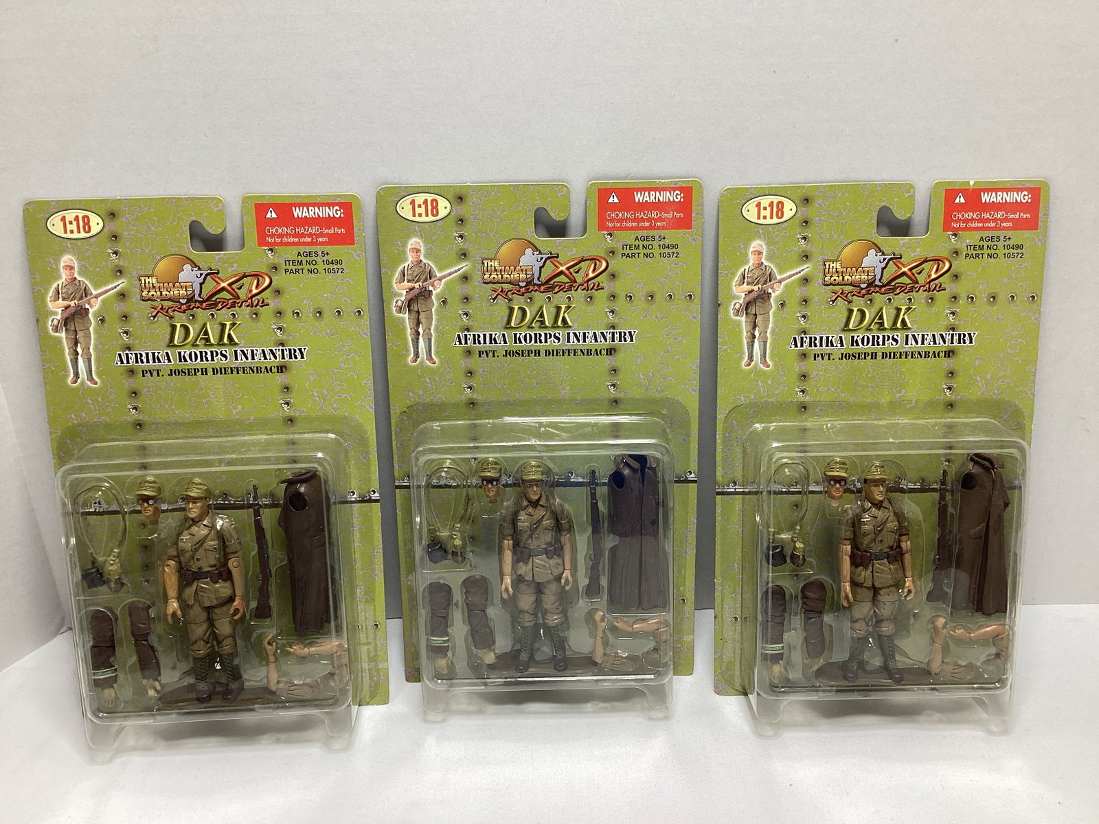 Three The Ultimate Soldier Dak Afrika Korps Infantry Action Figures: .