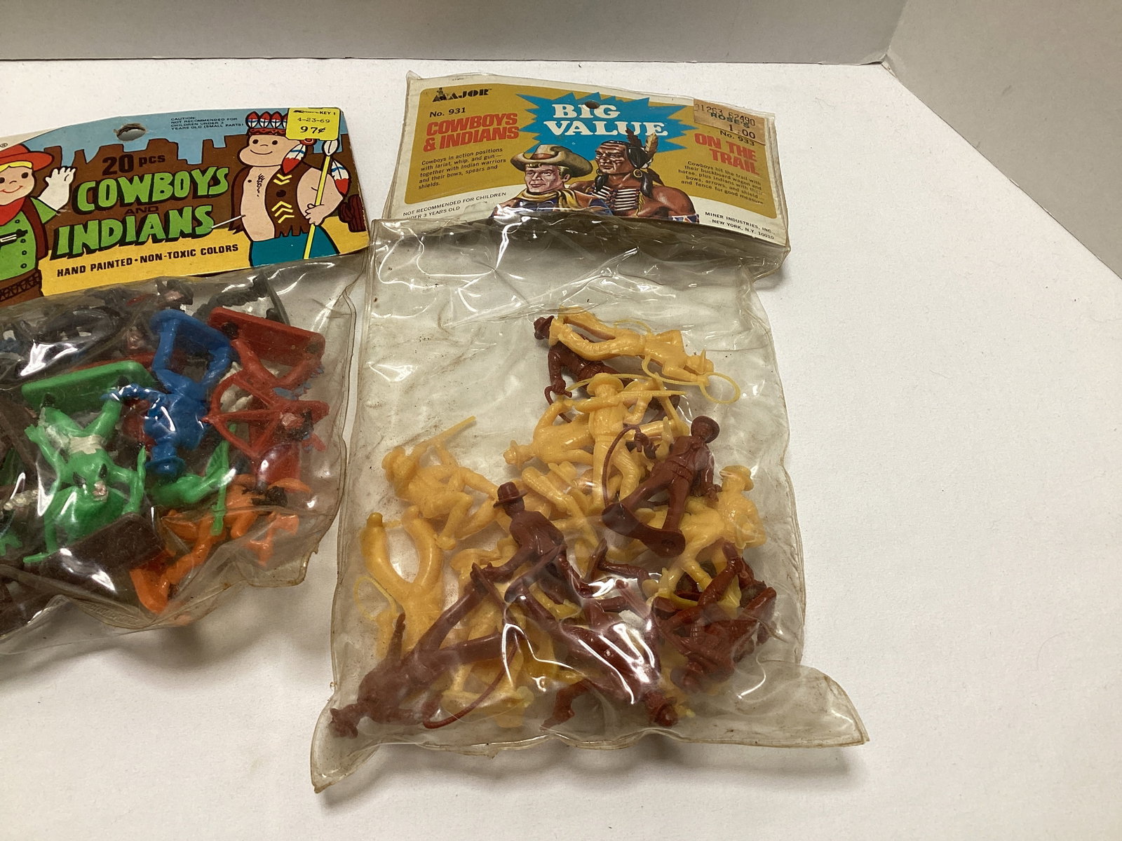 Four Cowboy and Indian Plastic Figure Sets - 2