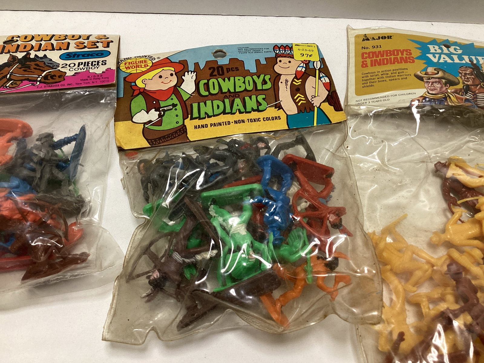 Four Cowboy and Indian Plastic Figure Sets - 3