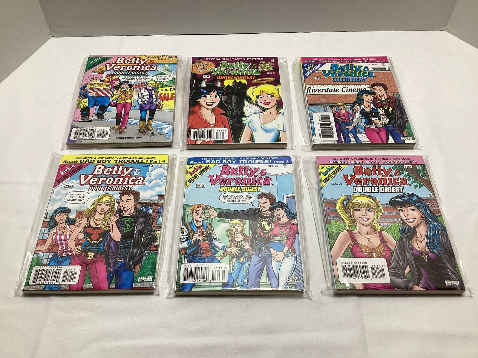 Six Archie Betty and Veronica Double Digest Magazines: .