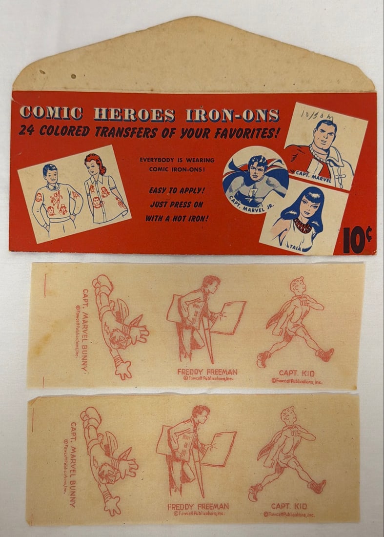 Fawcett Comic Heroes Iron Ons: please preview and see all photos for condition