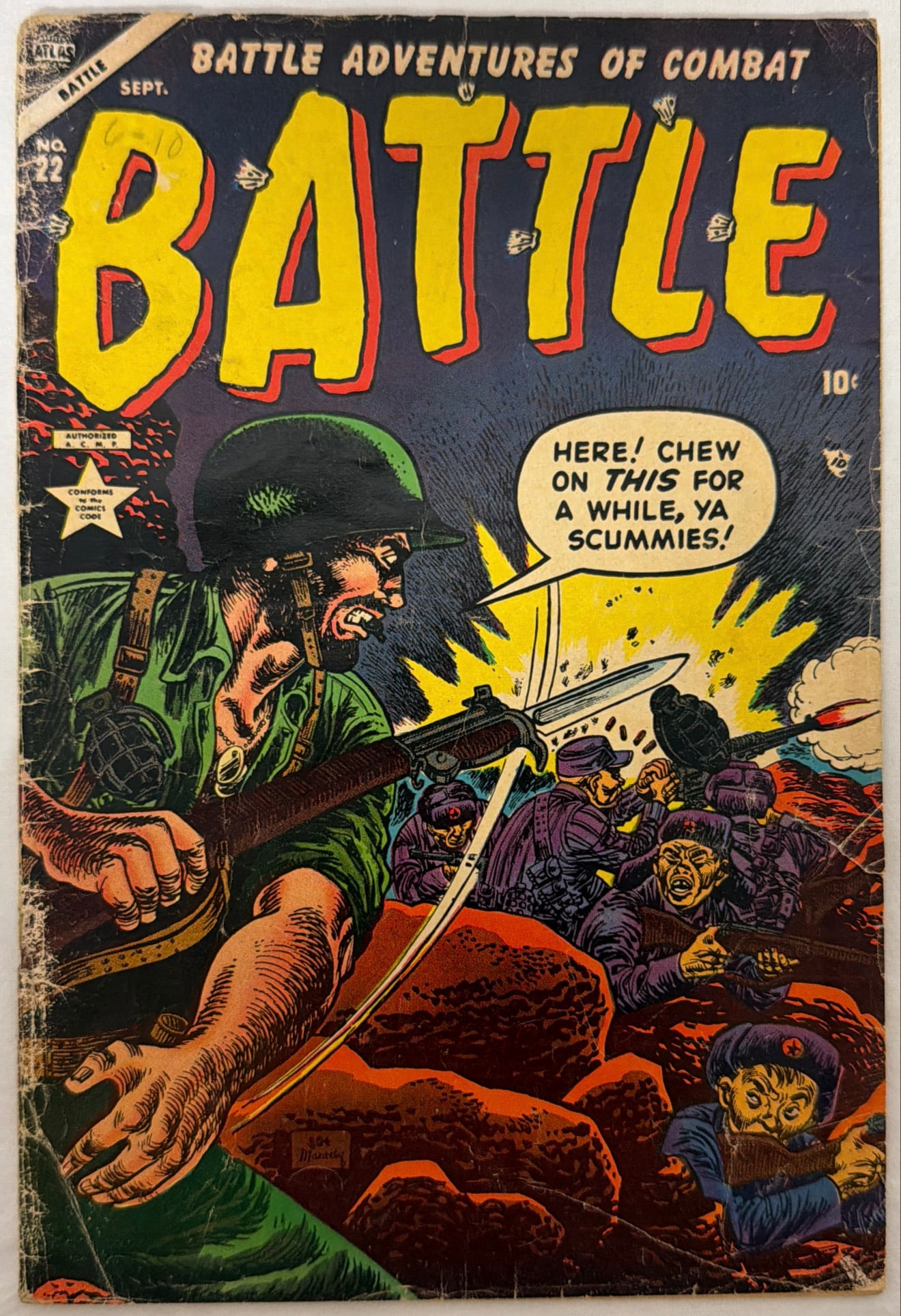 Battle 22 Atlas War Comic Book: 1953, please preview and see all photos for condition