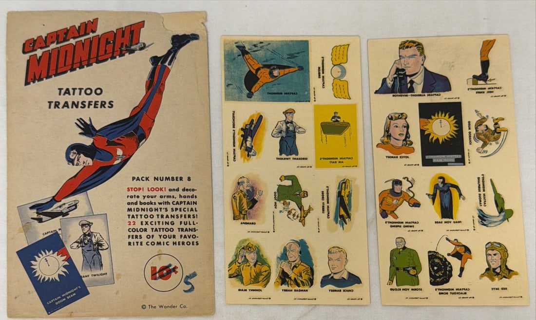 Captain Midnight Tattoo Transfers: please preview and see all photos for condition