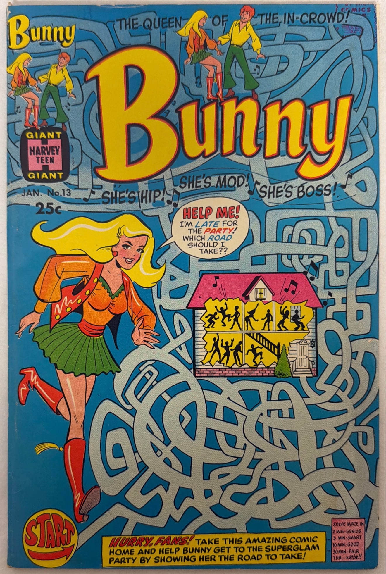 Bunny 13 Harvey Comic Book: 1970, please preview and see all photos for condition