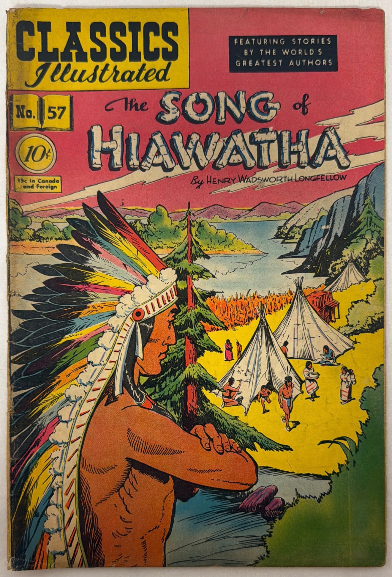 Classics Illustrated 57 Song of Hiawatha Comic Book: 1949, cover detached, please preview and see all photos for condition