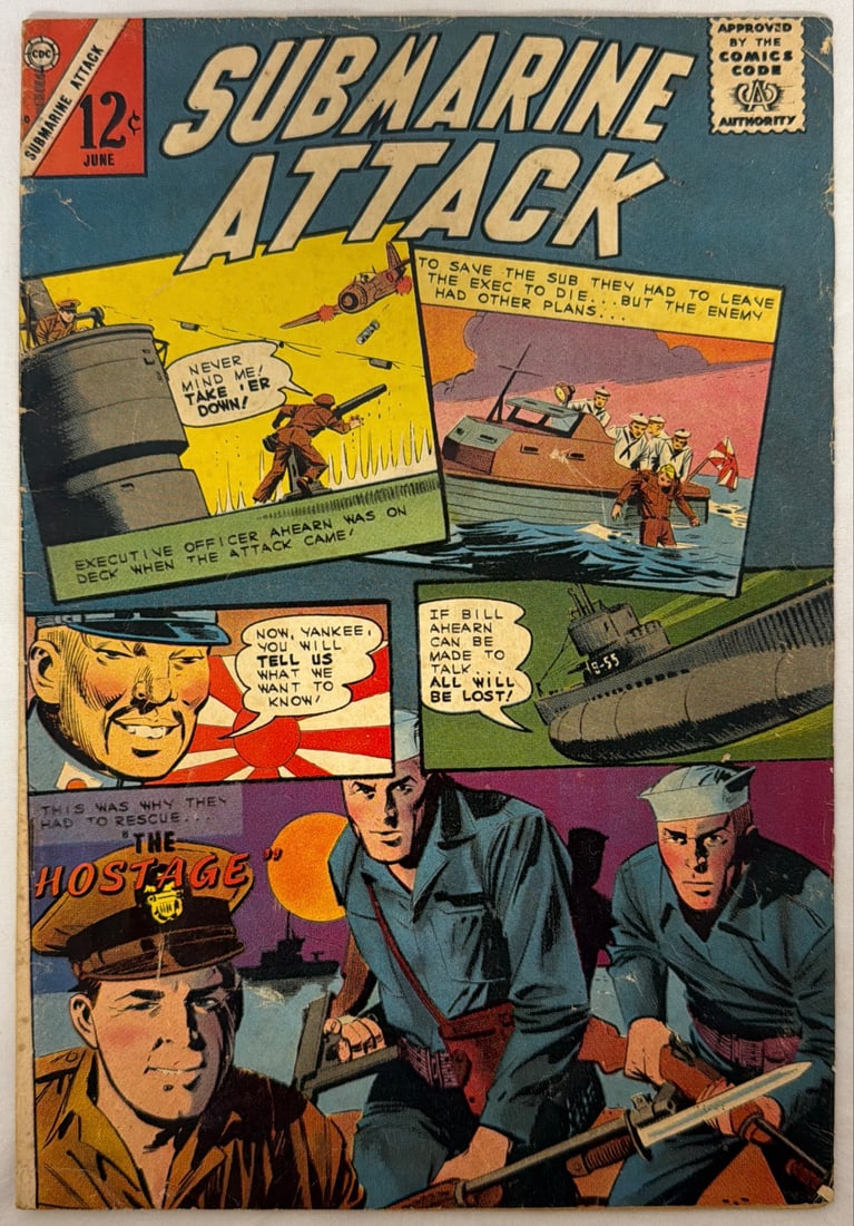 Submarine Attack 50 Charlton War Comic Book: 1965, please preview and see all photos for condition