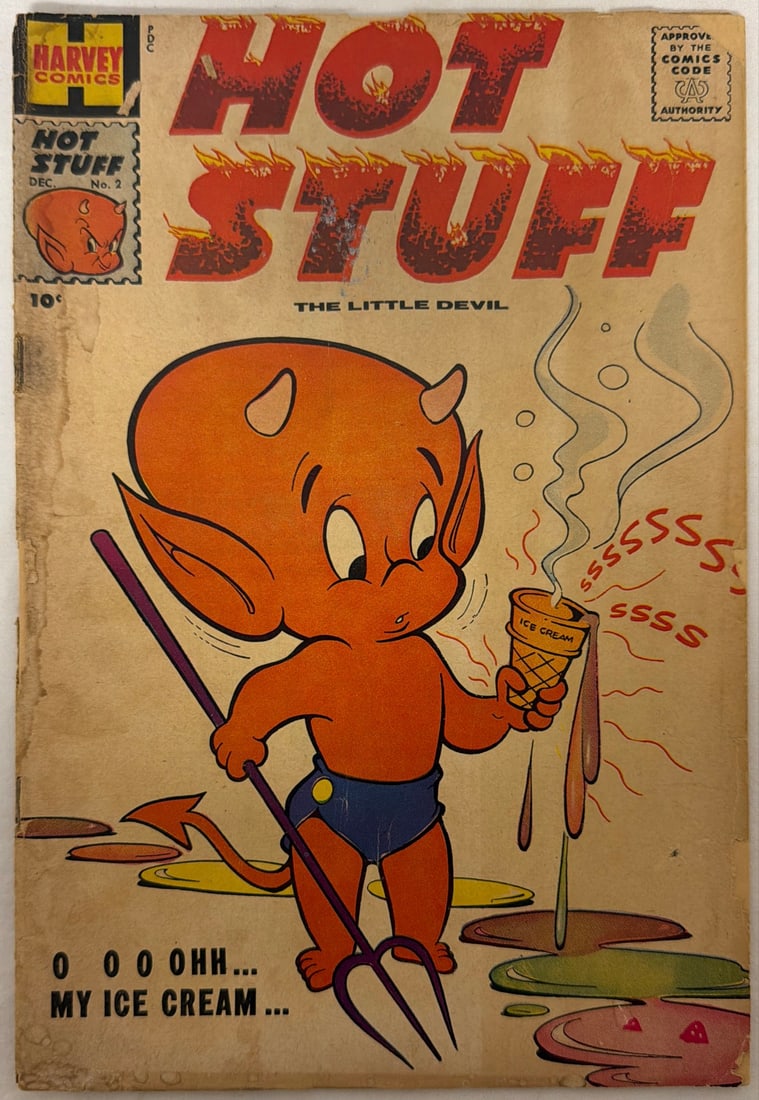 Hot Stuff the Little Devil 2 Harvey Comic Book: 1957, cover almost detached, please preview and see all photos for condition