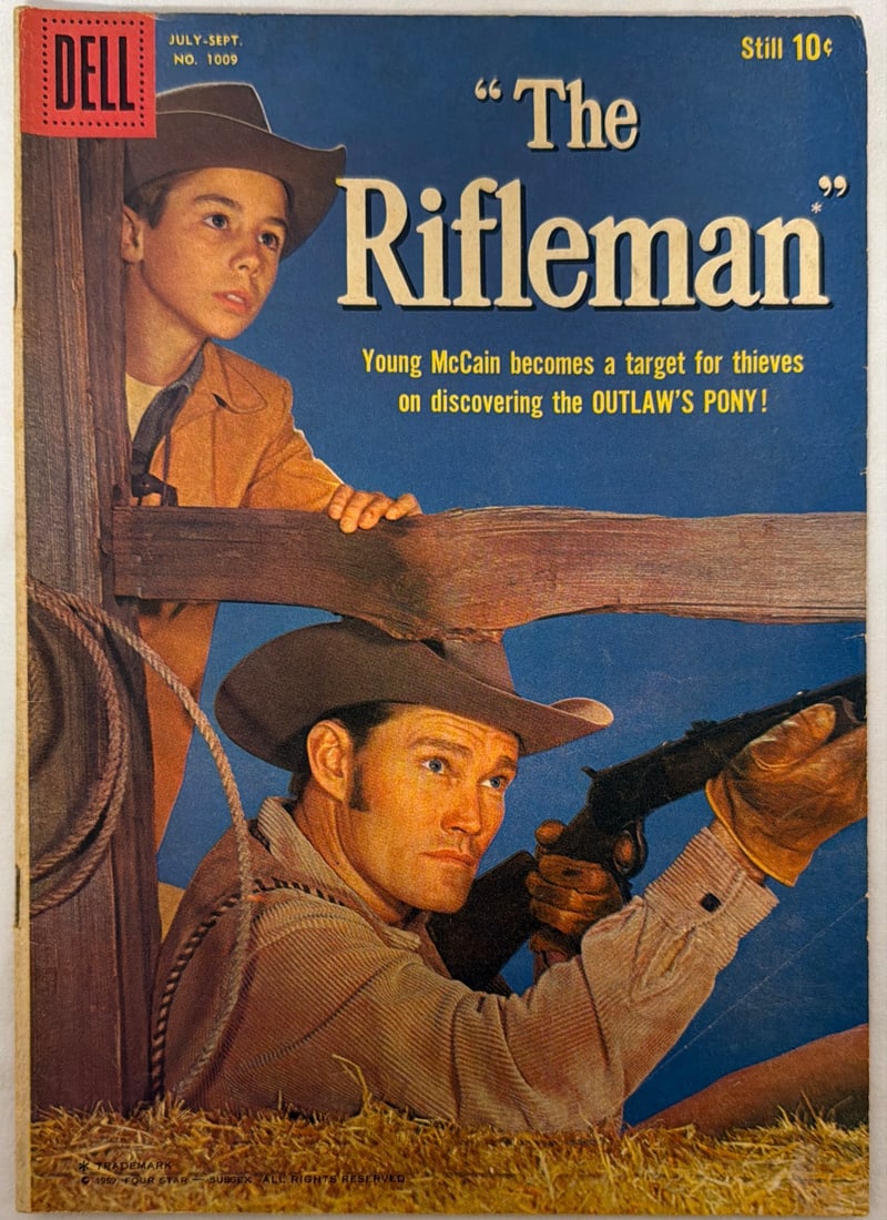 Four Color 1009 Dell the Rifleman Comic Book: 1959, please preview and see all photos for condition